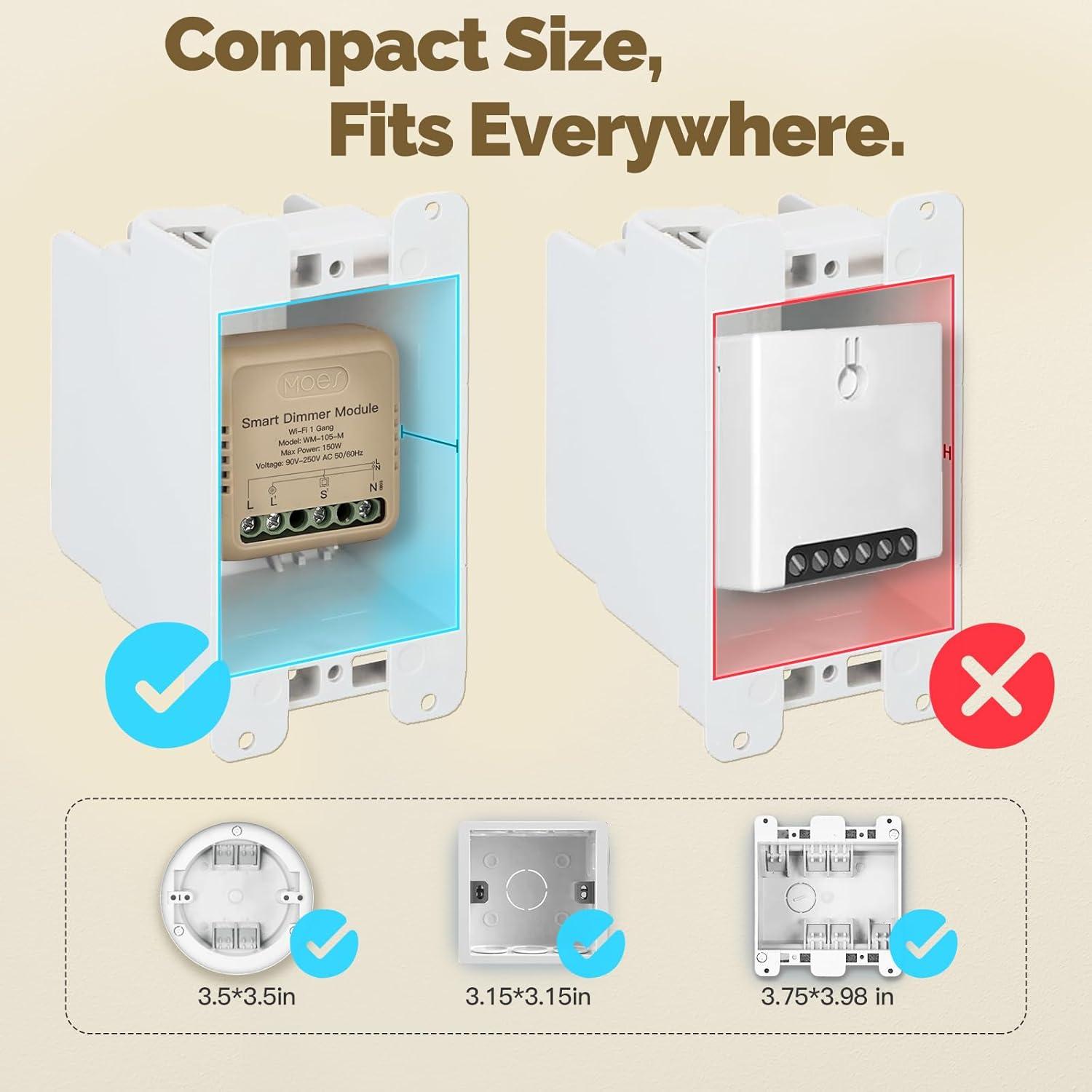 Relé Inteligente WiFi Regulable MOES 1 Gang Control Remoto