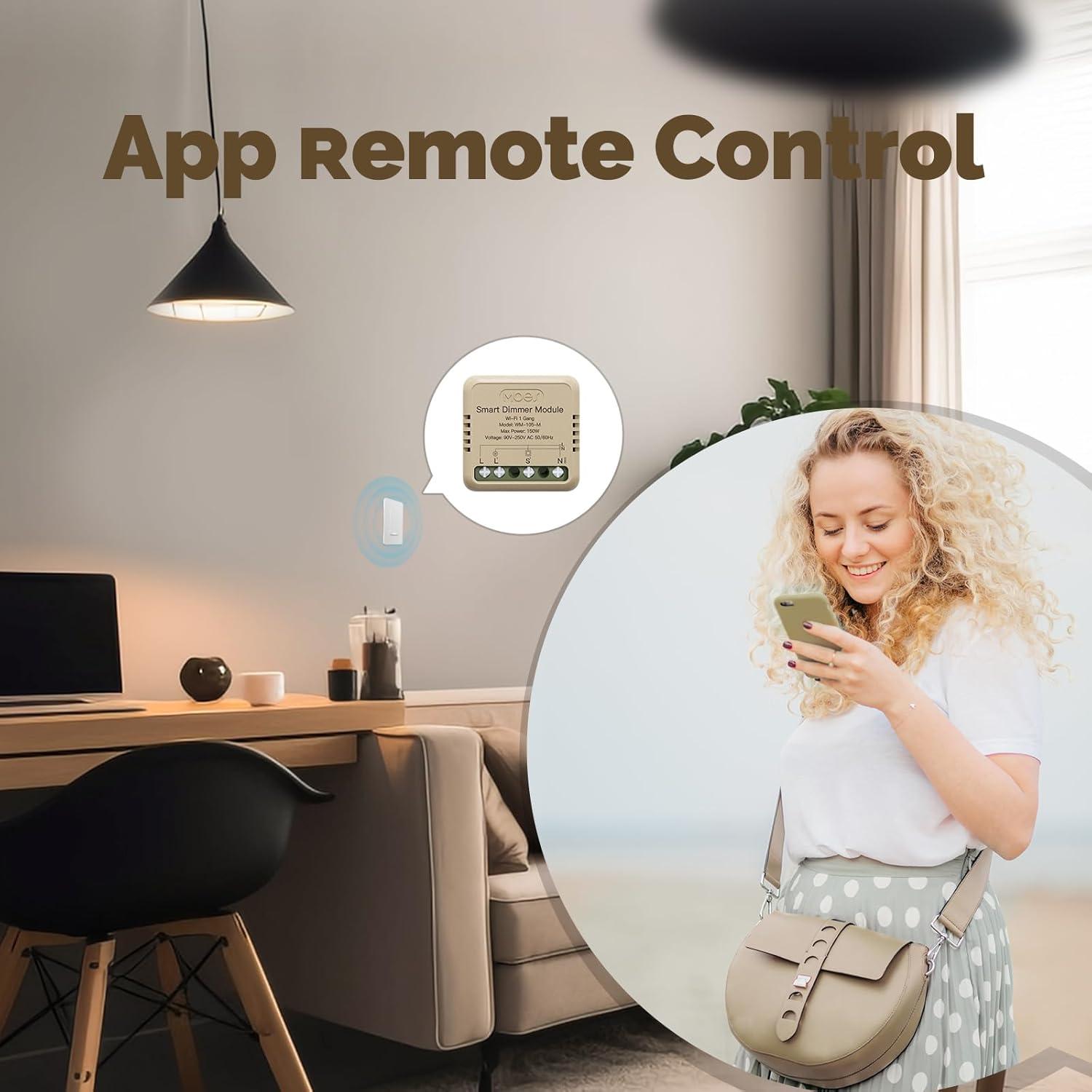 Relé Inteligente WiFi Regulable MOES 1 Gang Control Remoto