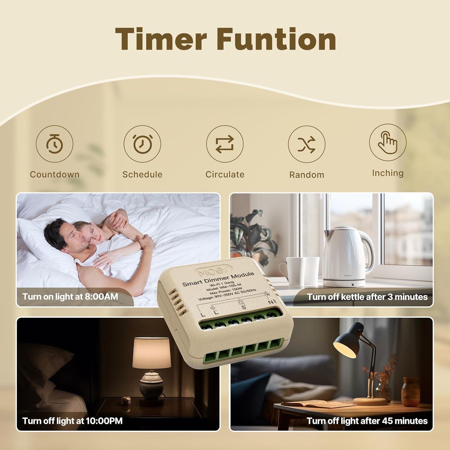 Relé Inteligente WiFi Regulable MOES 1 Gang Control Remoto