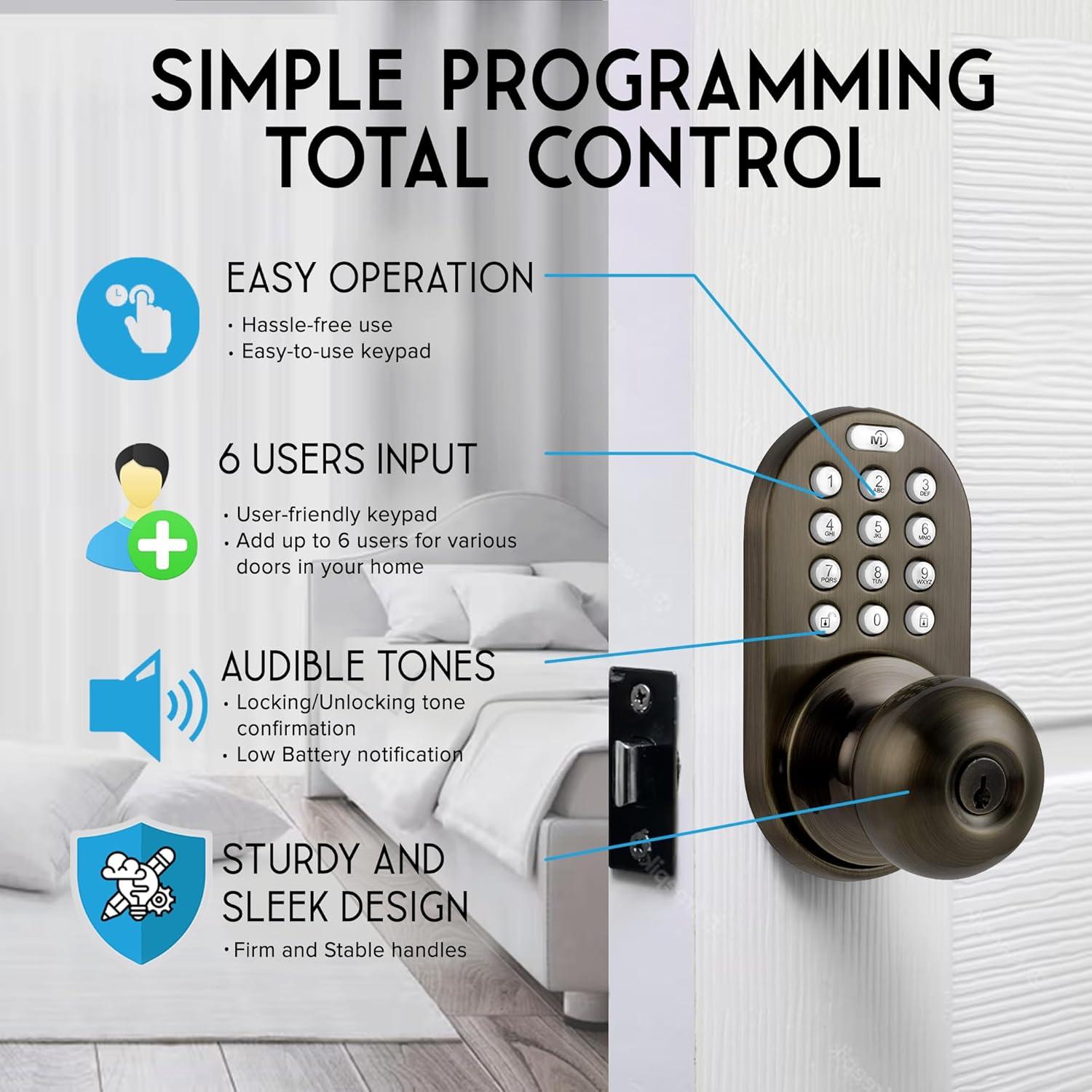 Cerradura Digital MiLocks TKK-02AQ con Teclado Electrónico Bronce