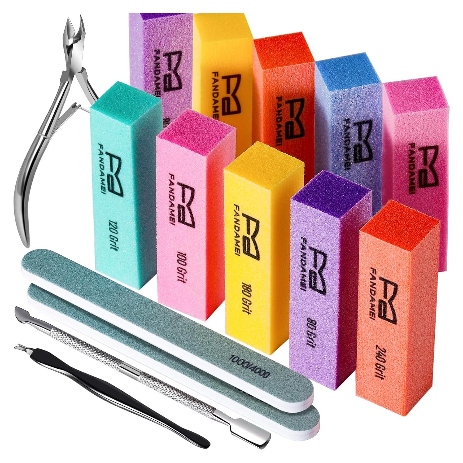 Kit de Cuidado de Uñas FANDAMEI - 10 Pulidores Multicolor