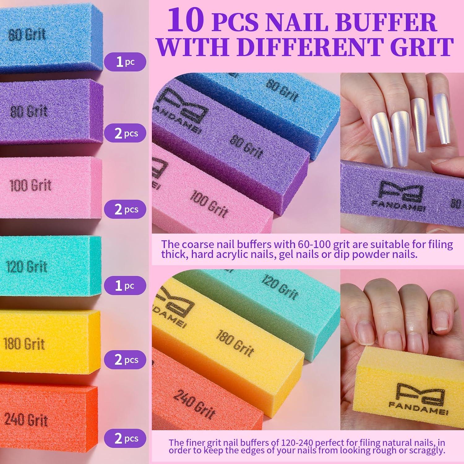 Kit de Cuidado de Uñas FANDAMEI - 10 Pulidores Multicolor