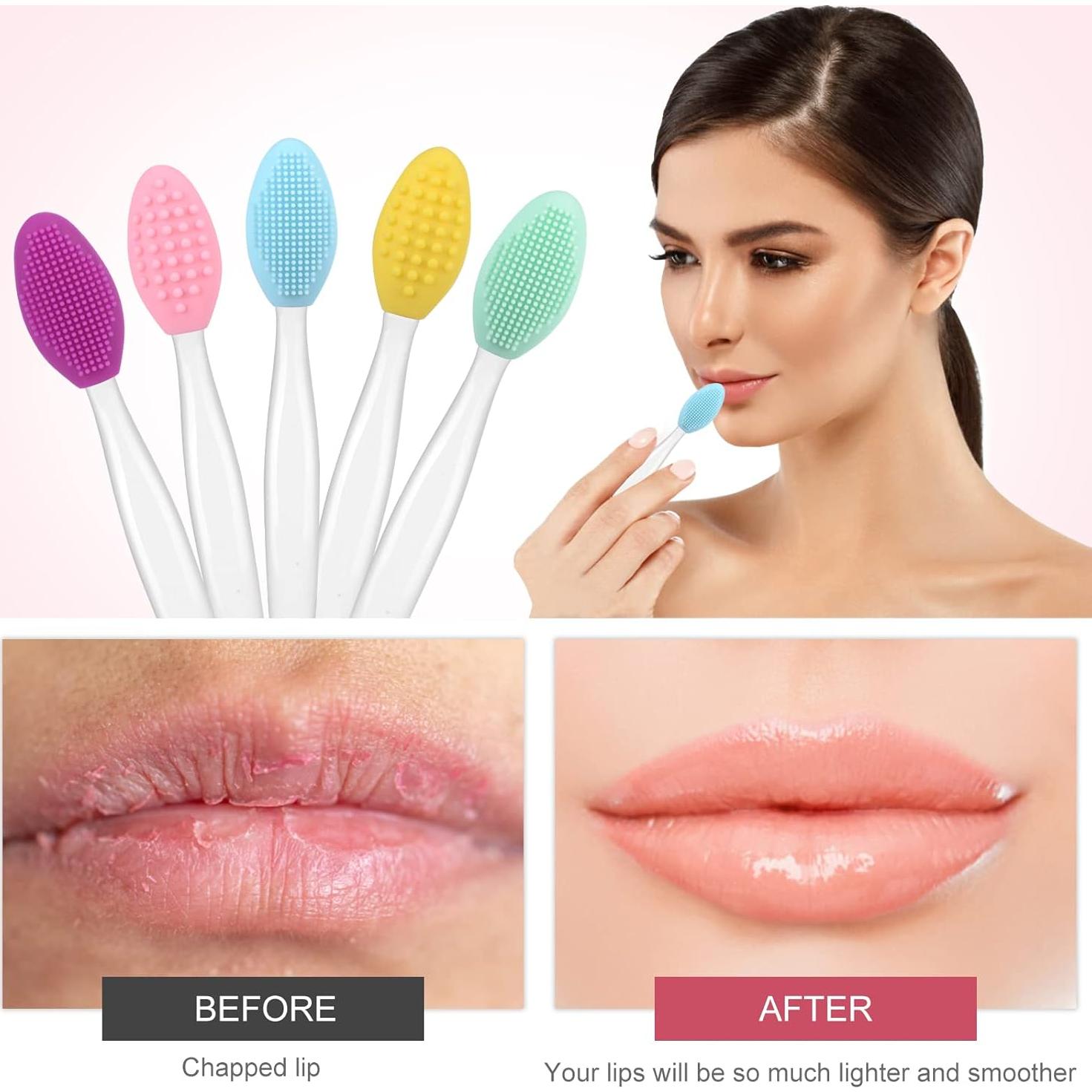 Cepillo Exfoliante de Labios Yoizyfree 5 Pcs Silicona 2 en 1