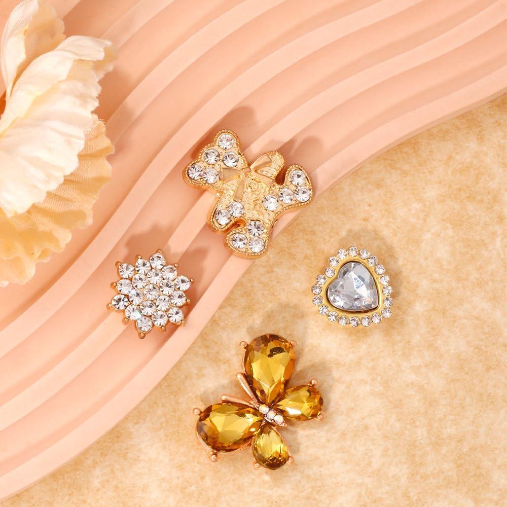 Encantos de Zapatos Brillantes Dorados - 16 Piezas Unisex