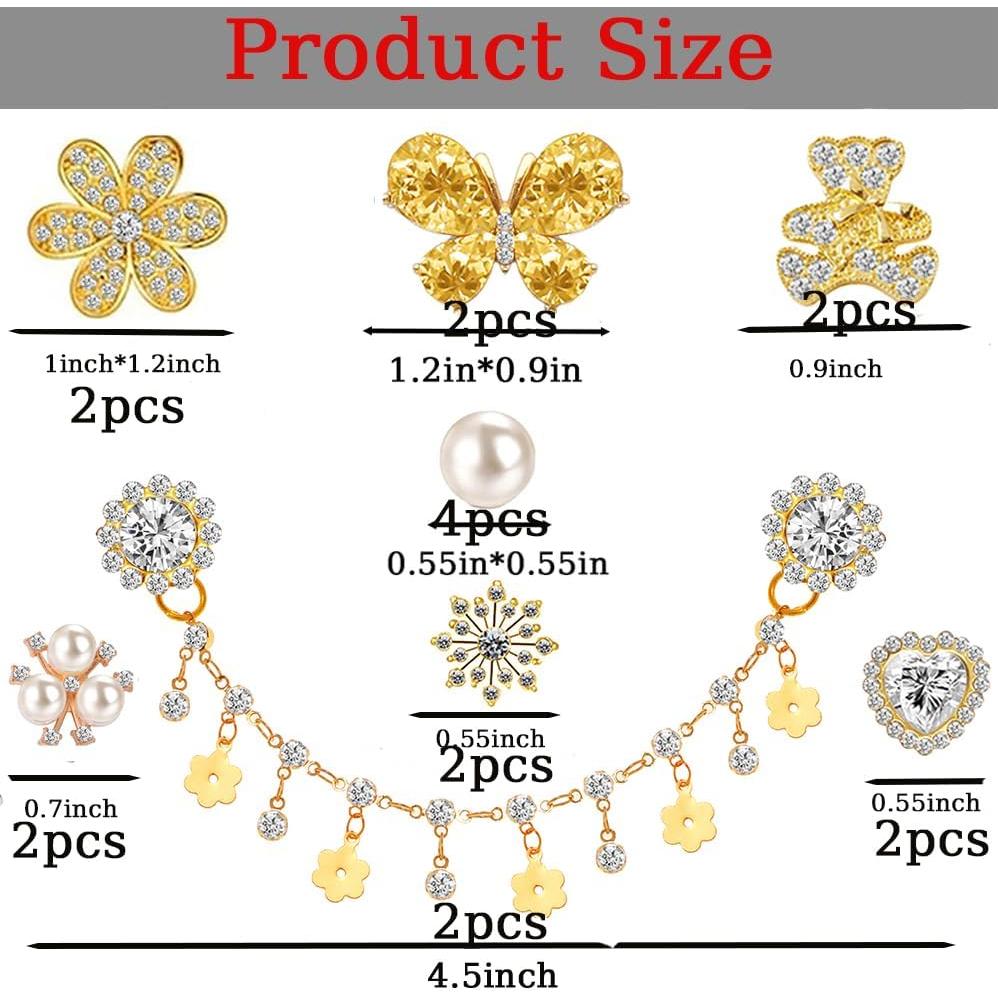 Encantos de Zapatos Brillantes Dorados - 16 Piezas Unisex