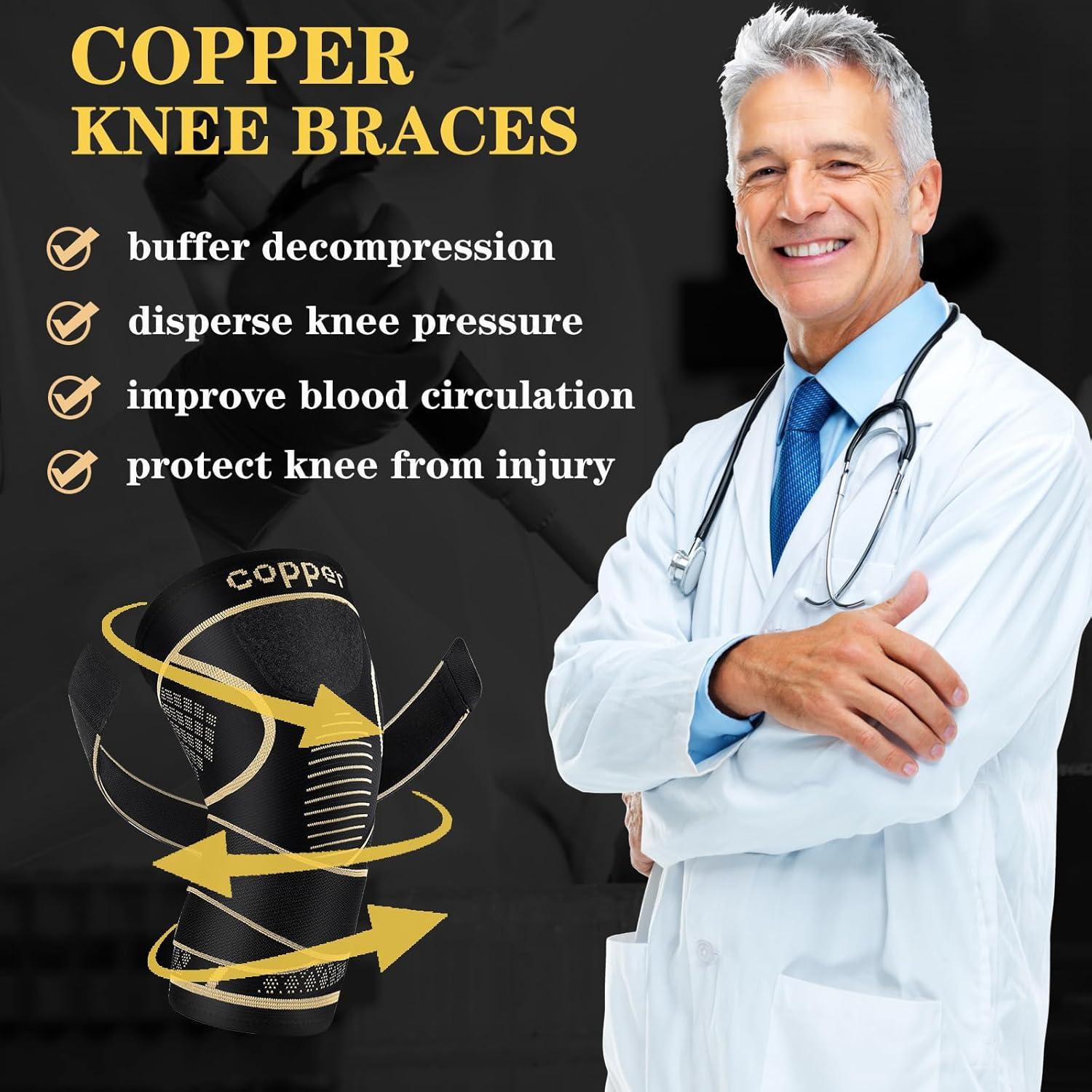 Frenos de Rodilla de Cobre MEIDDANO - Soporte Compresivo (S)