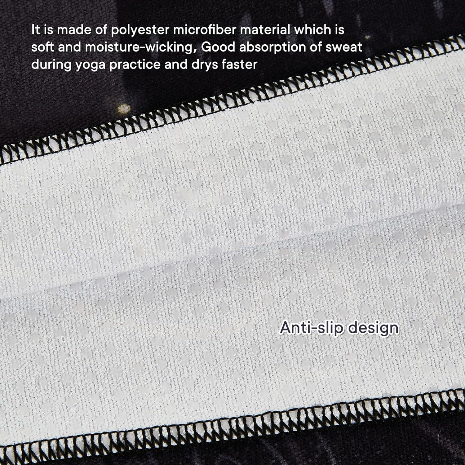 Toalla de Yoga Antideslizante Yuilgdo 183x61cm Floral Negra