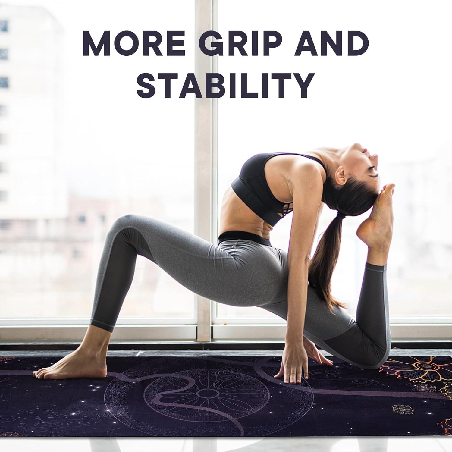 Toalla de Yoga Antideslizante Yuilgdo 183x61cm Floral Negra