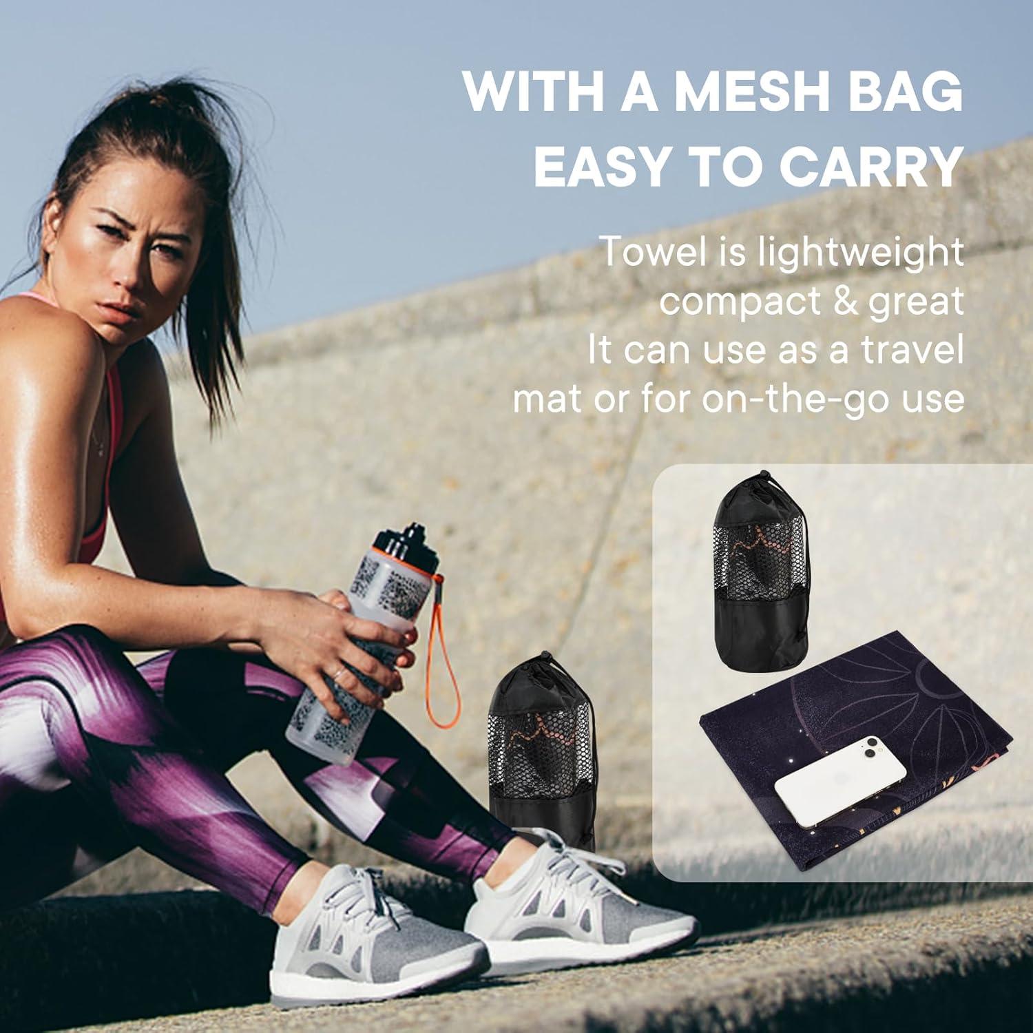 Toalla de Yoga Antideslizante Yuilgdo 183x61cm Floral Negra