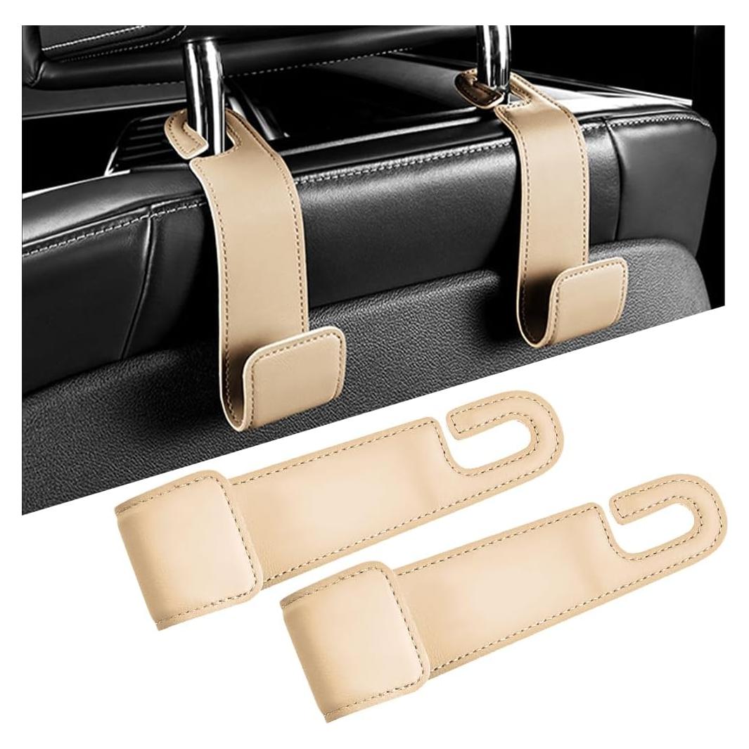 Gancho de reposacabezas KHGUZ para coche 2PCS Beige