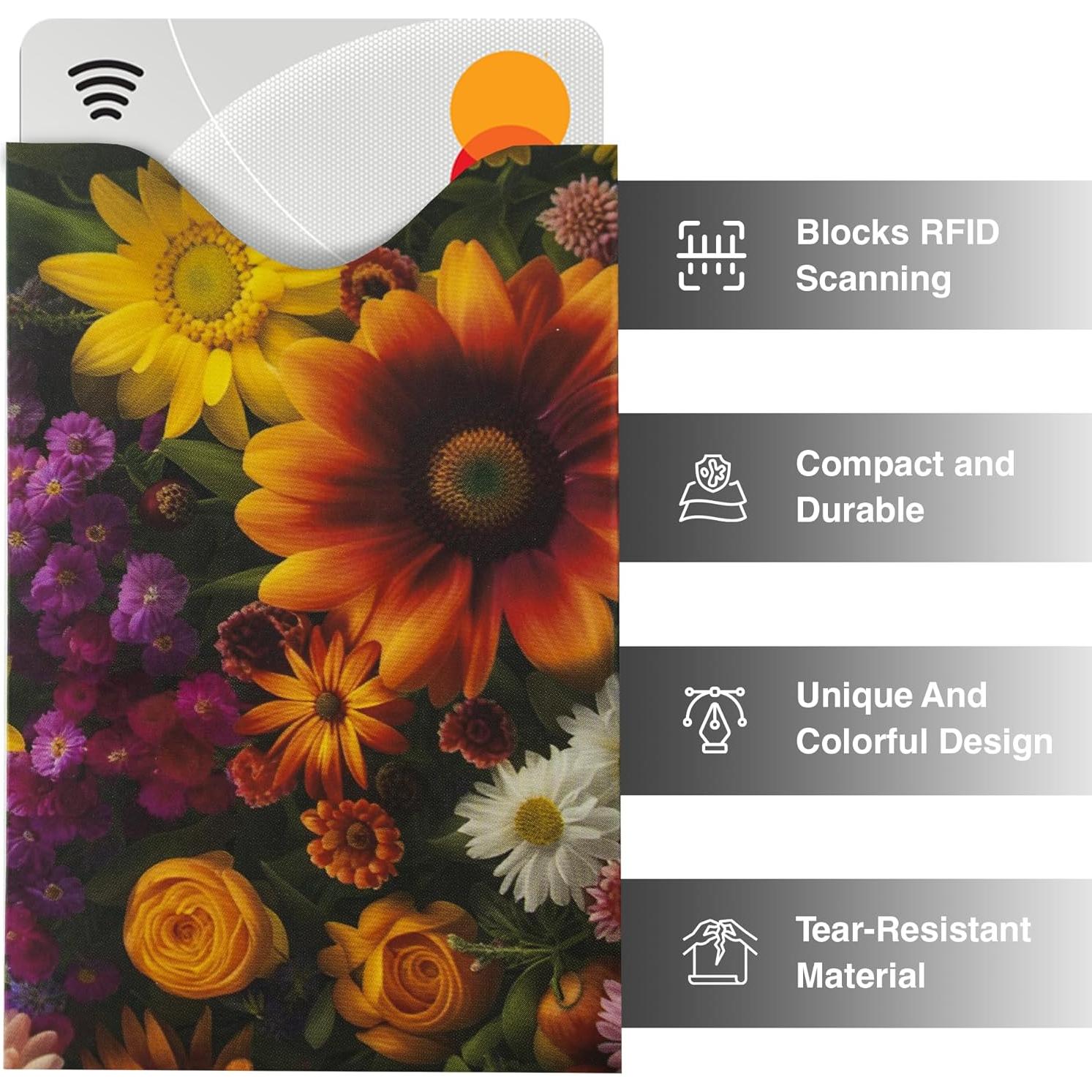 Conjunto de Viaje Boxiki 15 Fundas Bloqueadoras RFID Flores