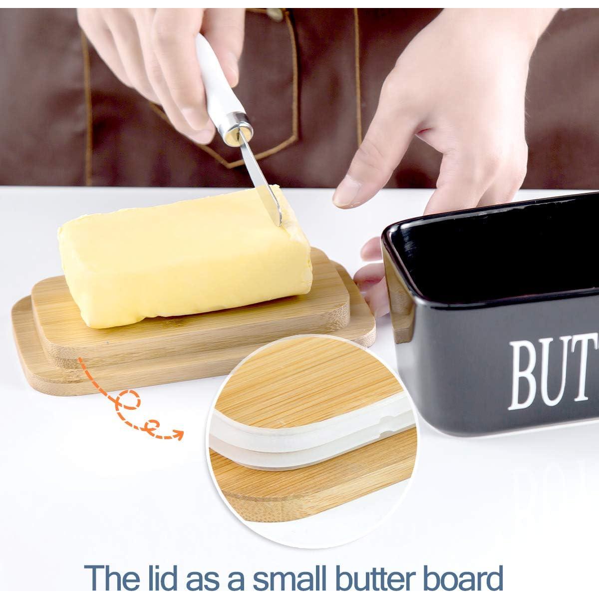 Plato de Mantequilla de Porcelana Hasense con Tapa de Bambú