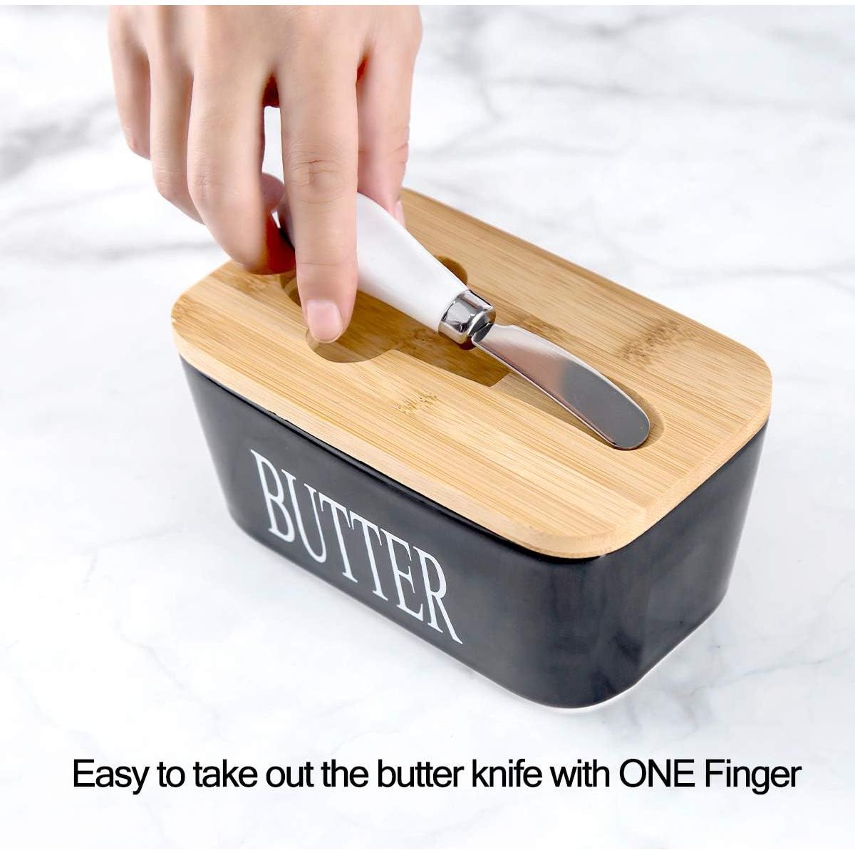 Plato de Mantequilla de Porcelana Hasense con Tapa de Bambú