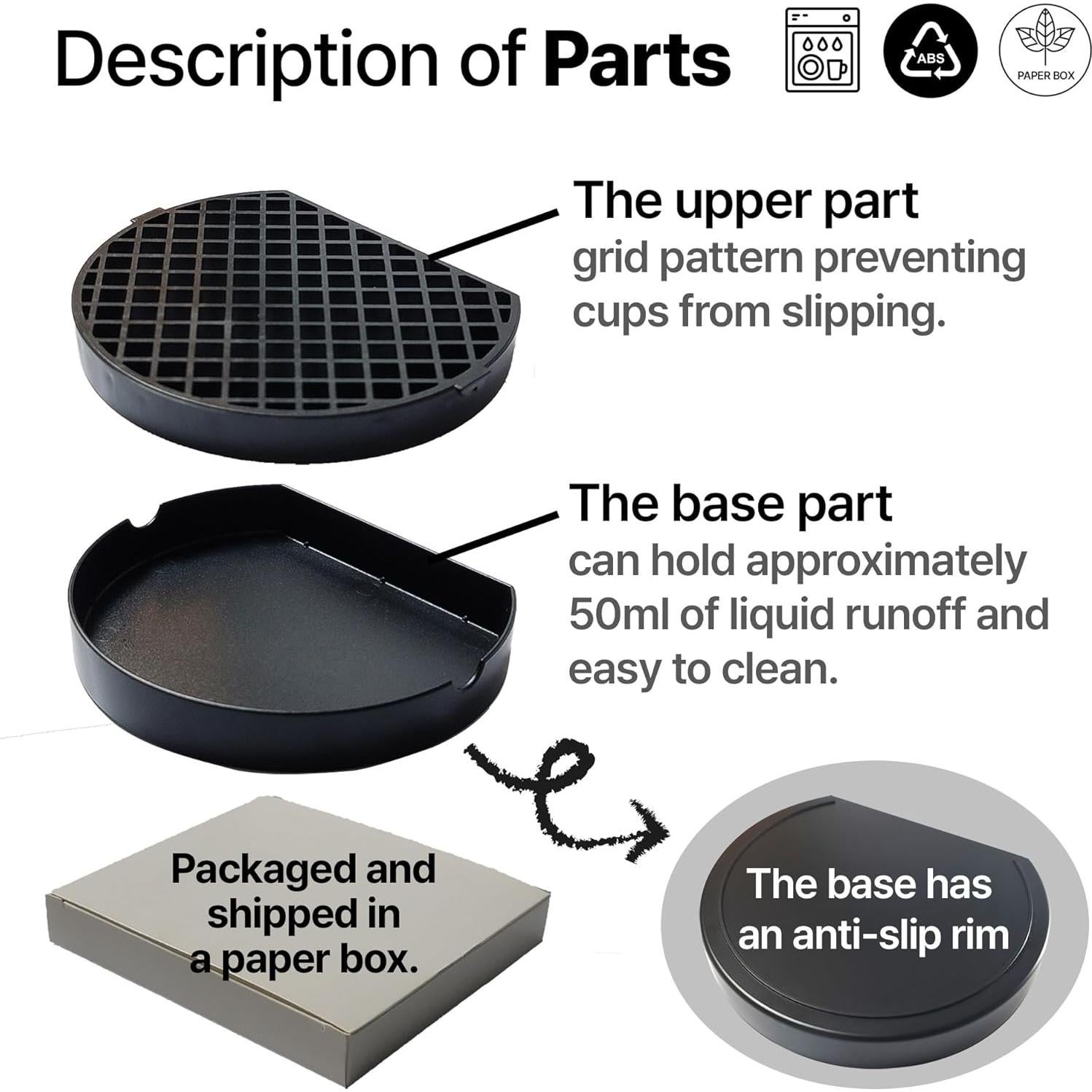 Bandeja de Goteo de Café Genérico 10 cm Plástico Negro