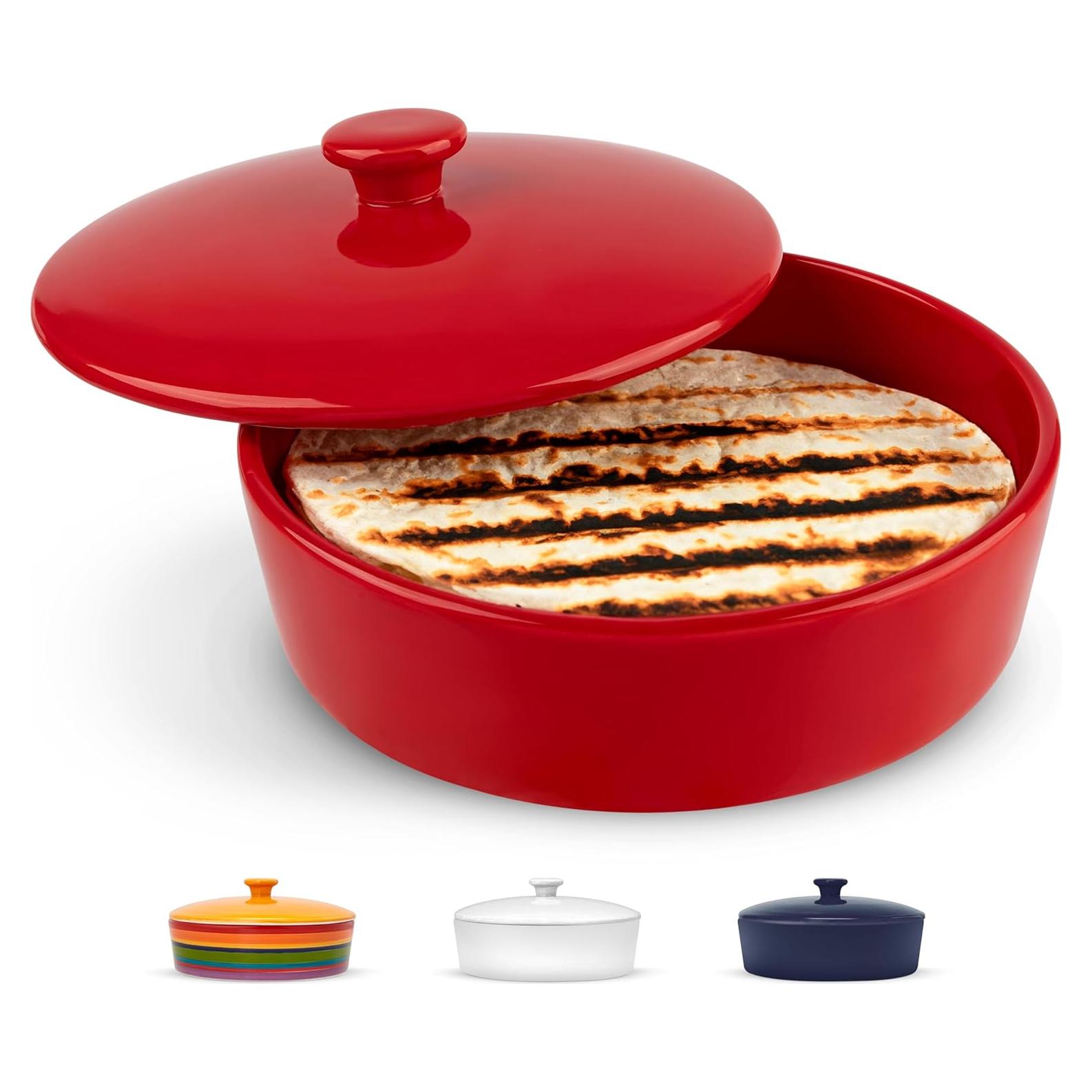 Calentador de Tortillas KooK Cerámica 21.6 cm Rojo