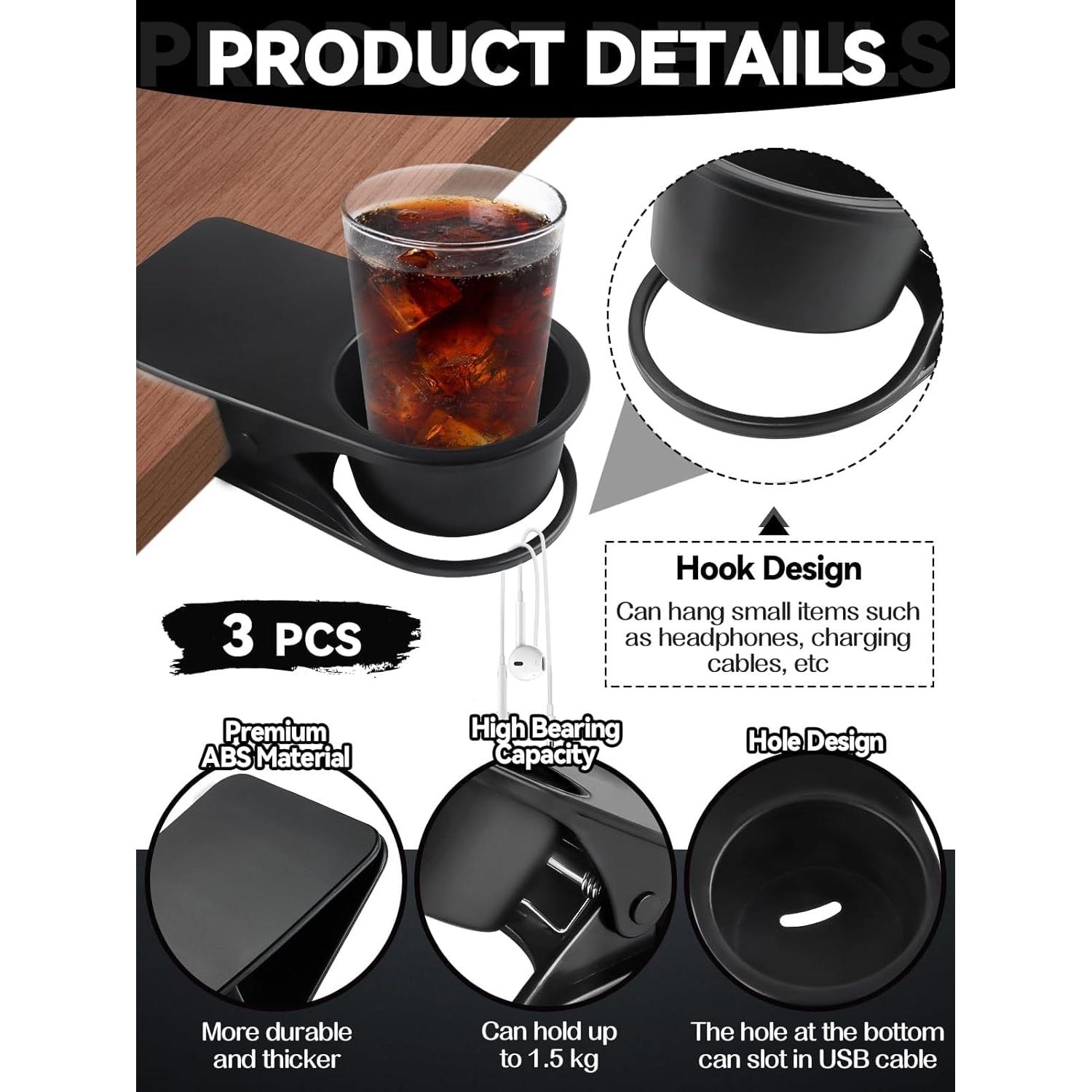 Soporte para Tazas Lanstics 3PCS con Abrazadera Negro