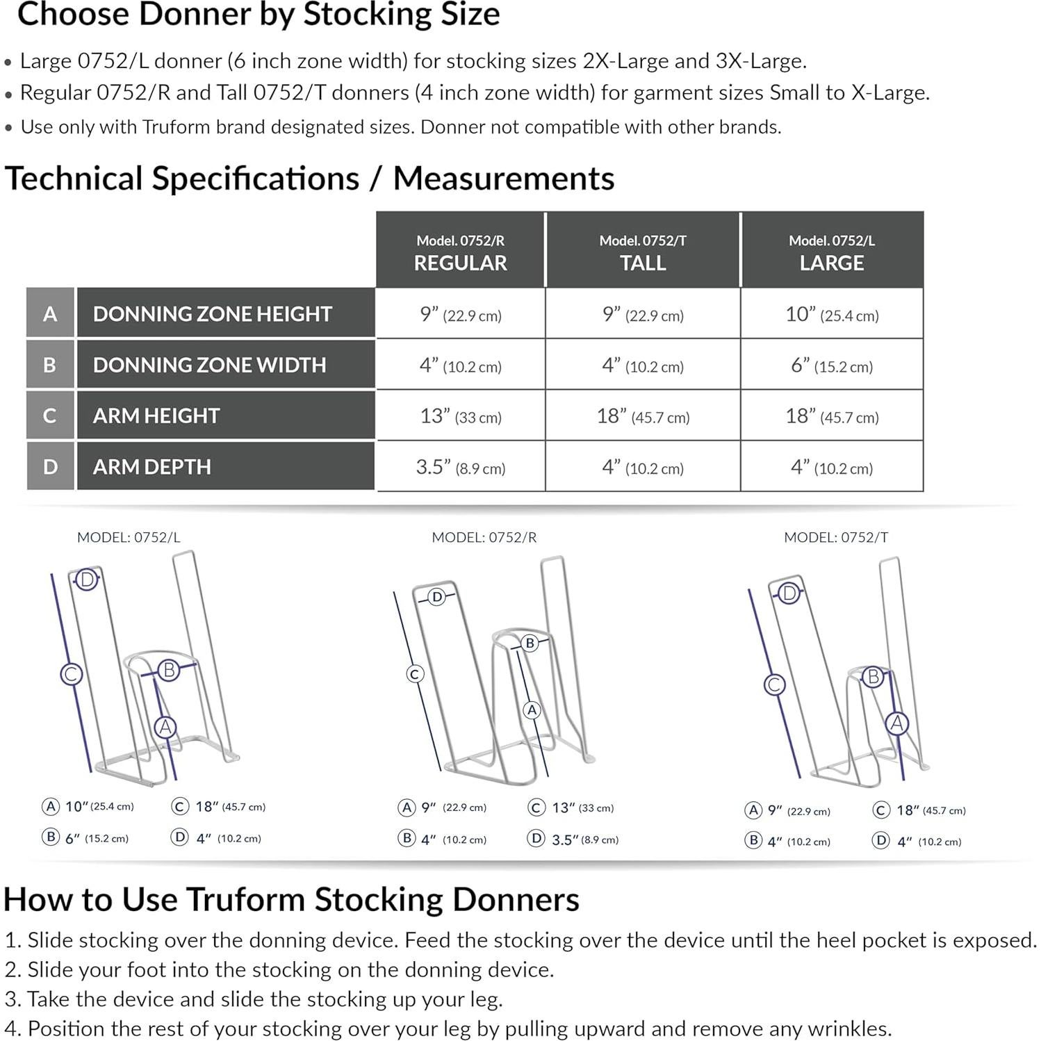 Truform Large Size Stocking Donner, Helps Apply Compression Socks Sized 2XL or 3XL