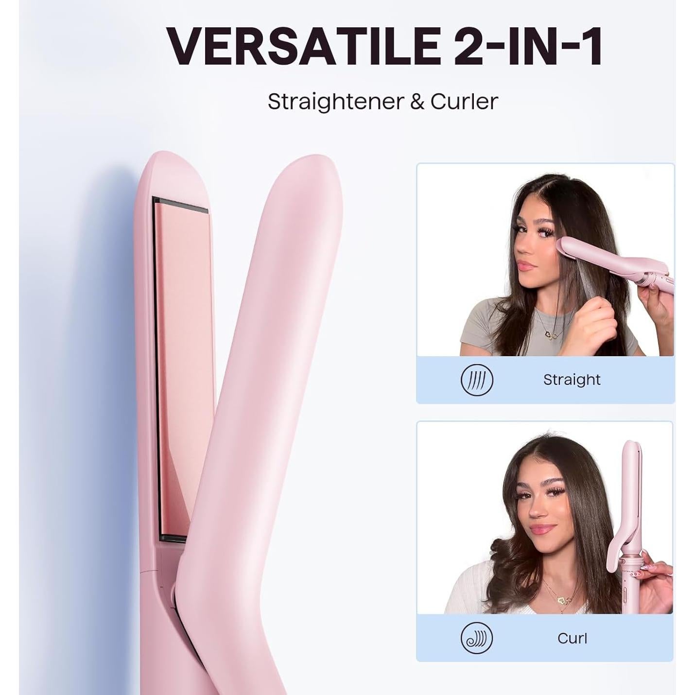 Set Rizador 3 en 1 Wavytalk Rosa - Plancha y Cepillo Térmico