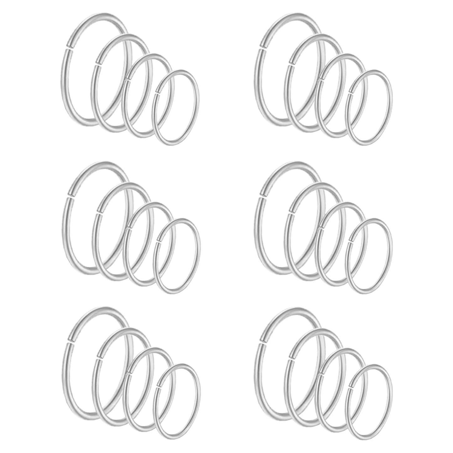 Juego de 24 Aros de Nariz Masedy 20G Acero Inoxidable 6-12mm