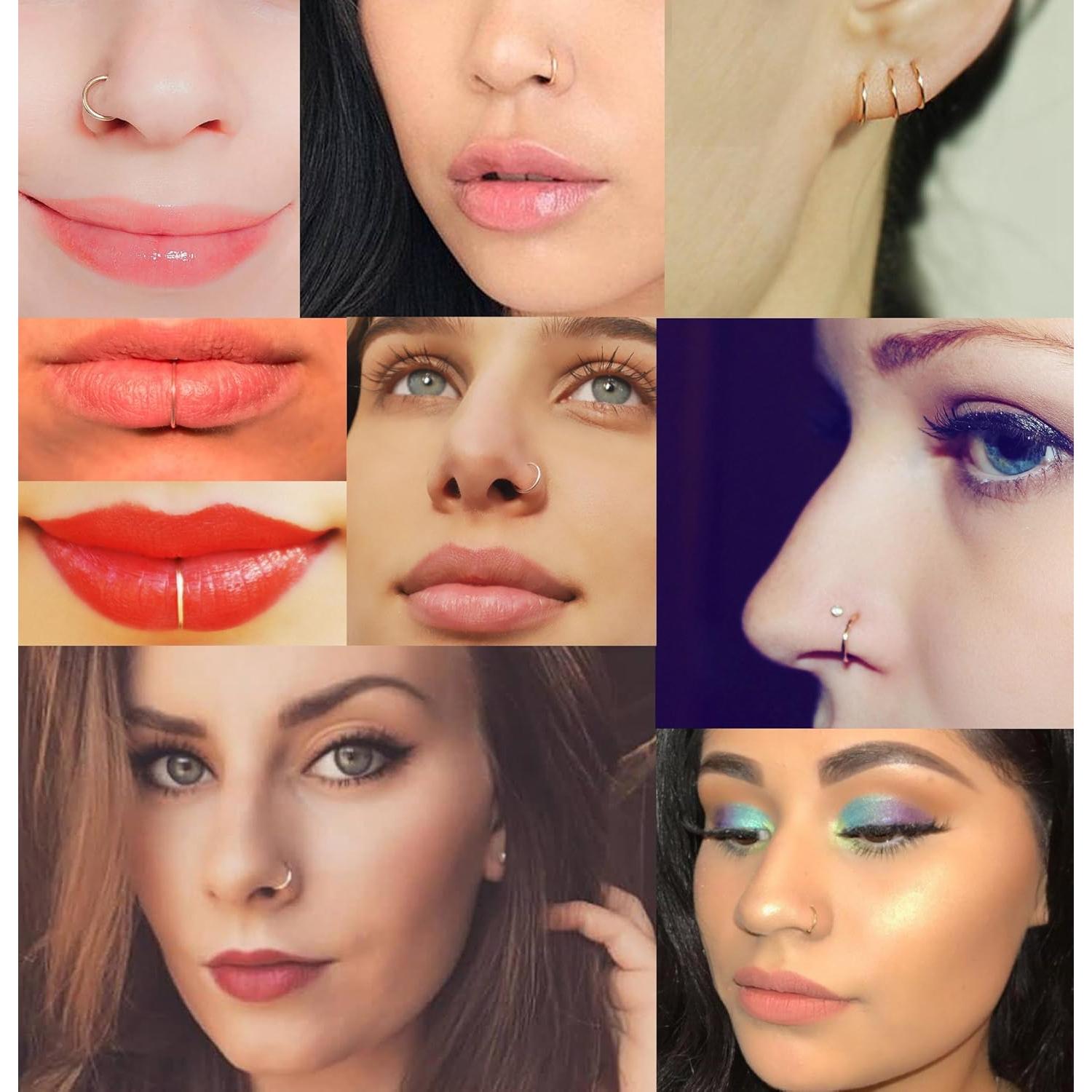 Juego de 24 Aros de Nariz Masedy 20G Acero Inoxidable 6-12mm