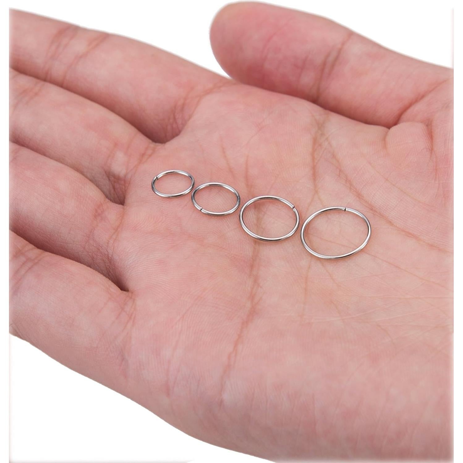 Juego de 24 Aros de Nariz Masedy 20G Acero Inoxidable 6-12mm