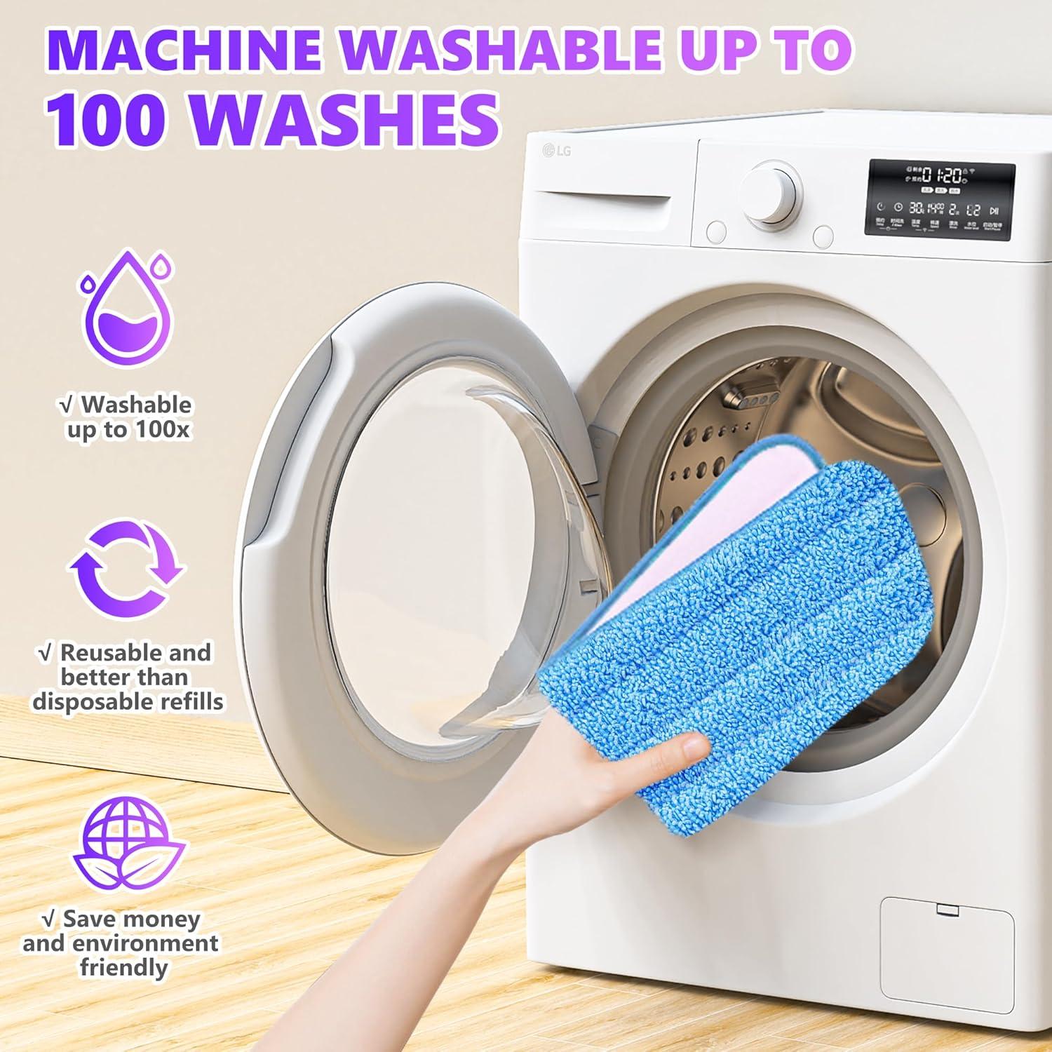 Paquete de 6 almohadillas de mopa ILAVCOOL reutilizables 38.9x13cm