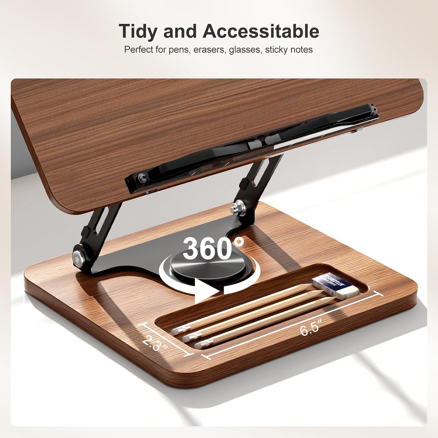 Soporte de Libro OPTIXCELL Ajustable 360° Plegable Metal Madera