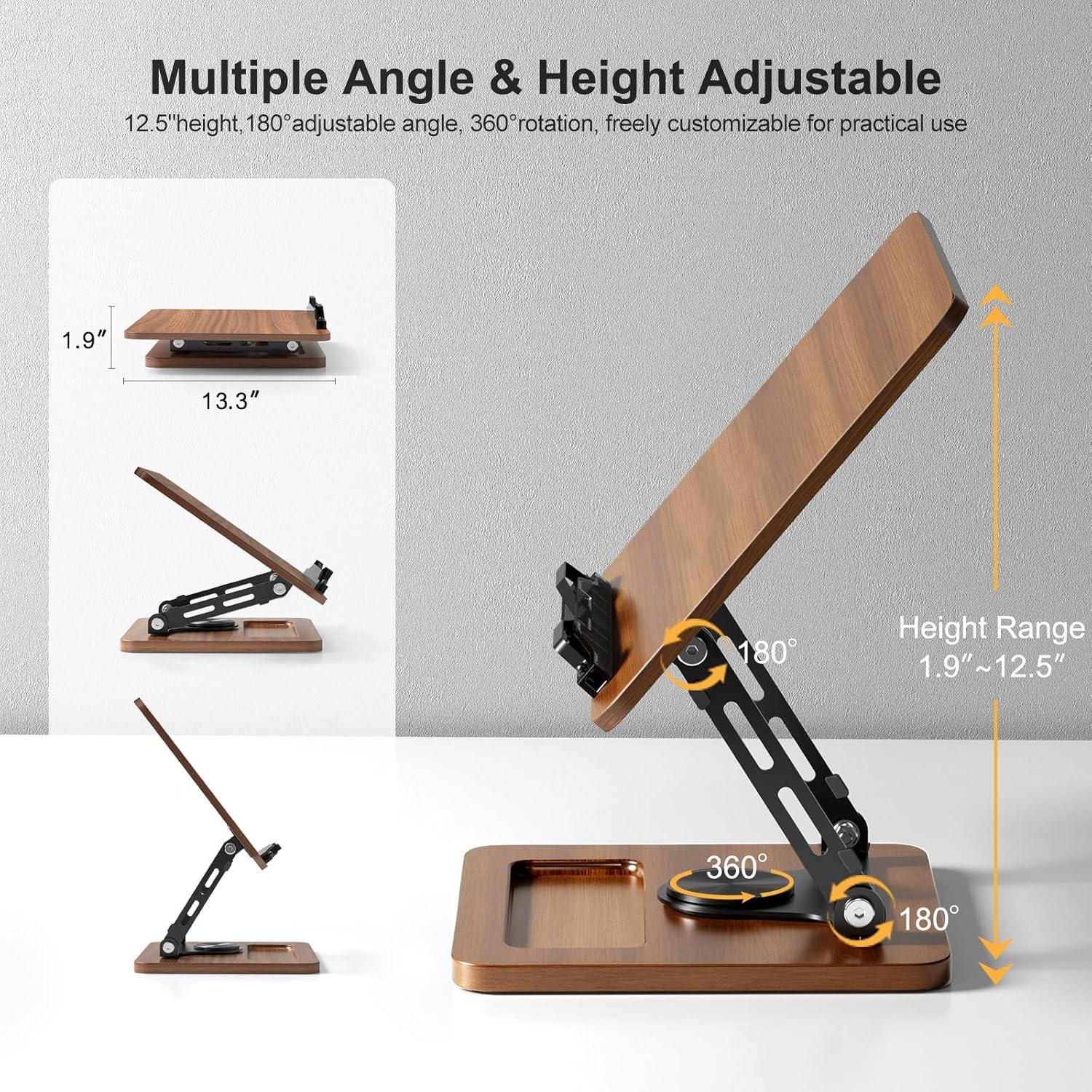 Soporte de Libro OPTIXCELL Ajustable 360° Plegable Metal Madera