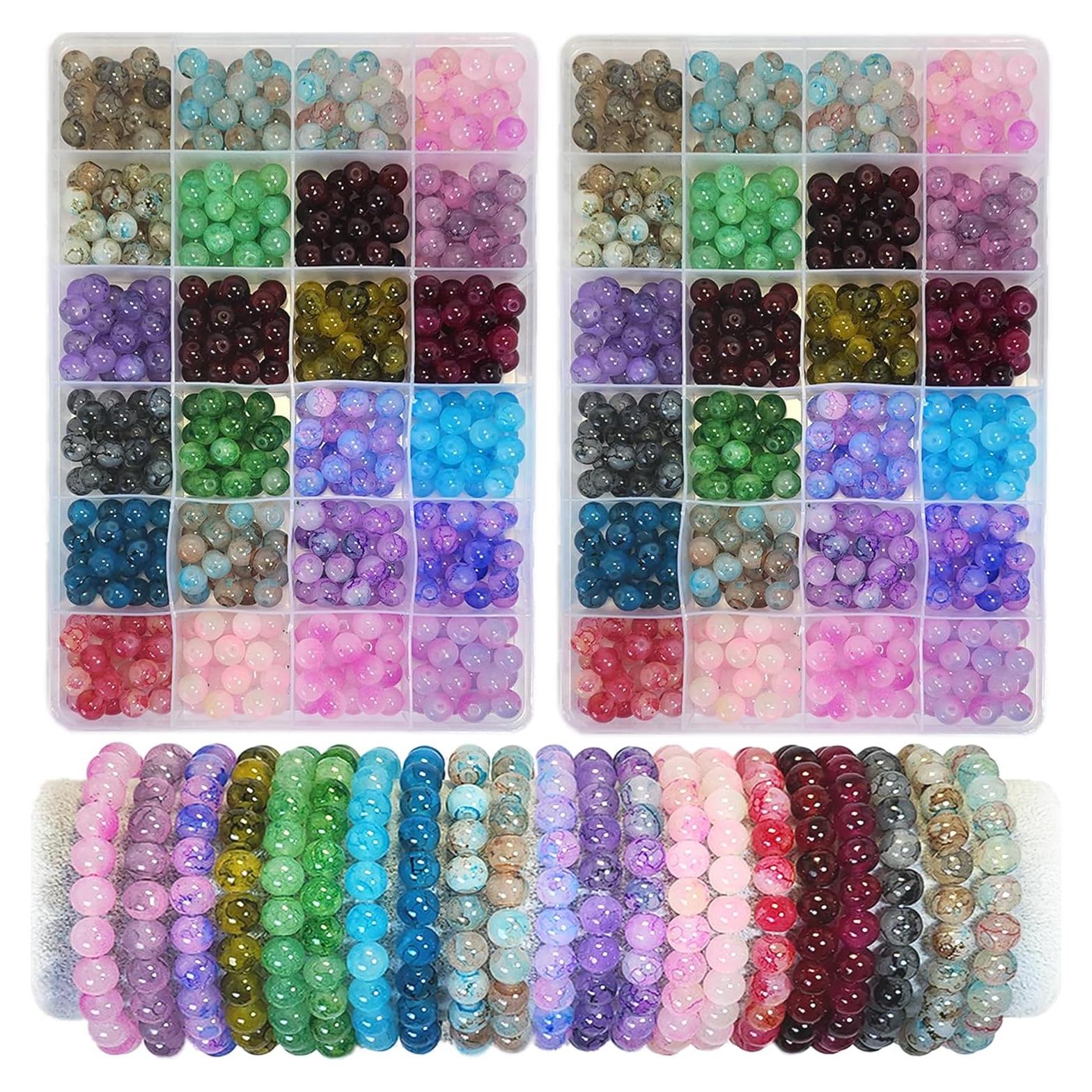 Kit de Pulseras de Cuentas de Vidrio Gaspletu 1200 Piezas 24 Colores