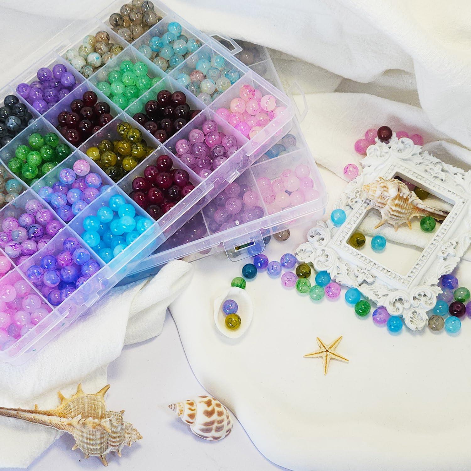 Kit de Pulseras de Cuentas de Vidrio Gaspletu 1200 Piezas 24 Colores