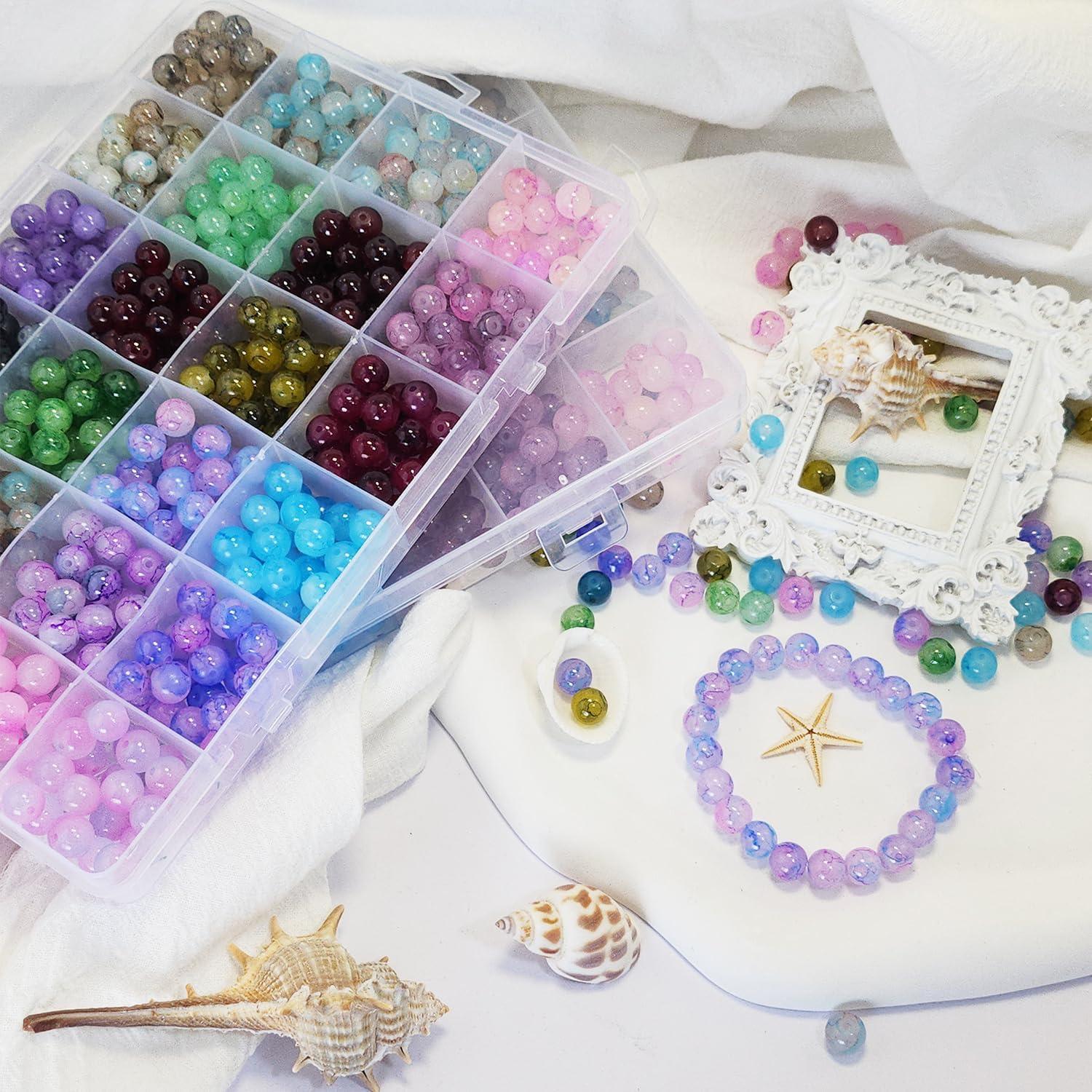 Kit de Pulseras de Cuentas de Vidrio Gaspletu 1200 Piezas 24 Colores