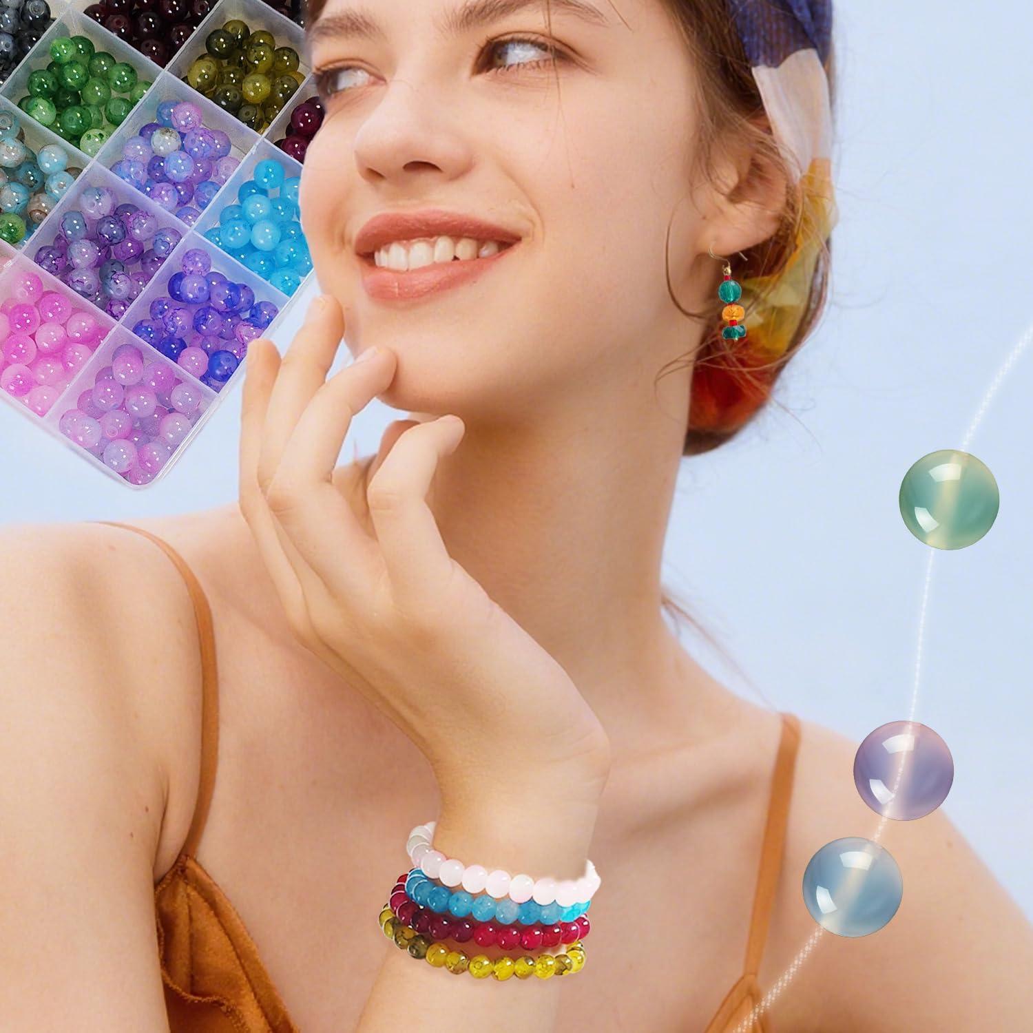 Kit de Pulseras de Cuentas de Vidrio Gaspletu 1200 Piezas 24 Colores