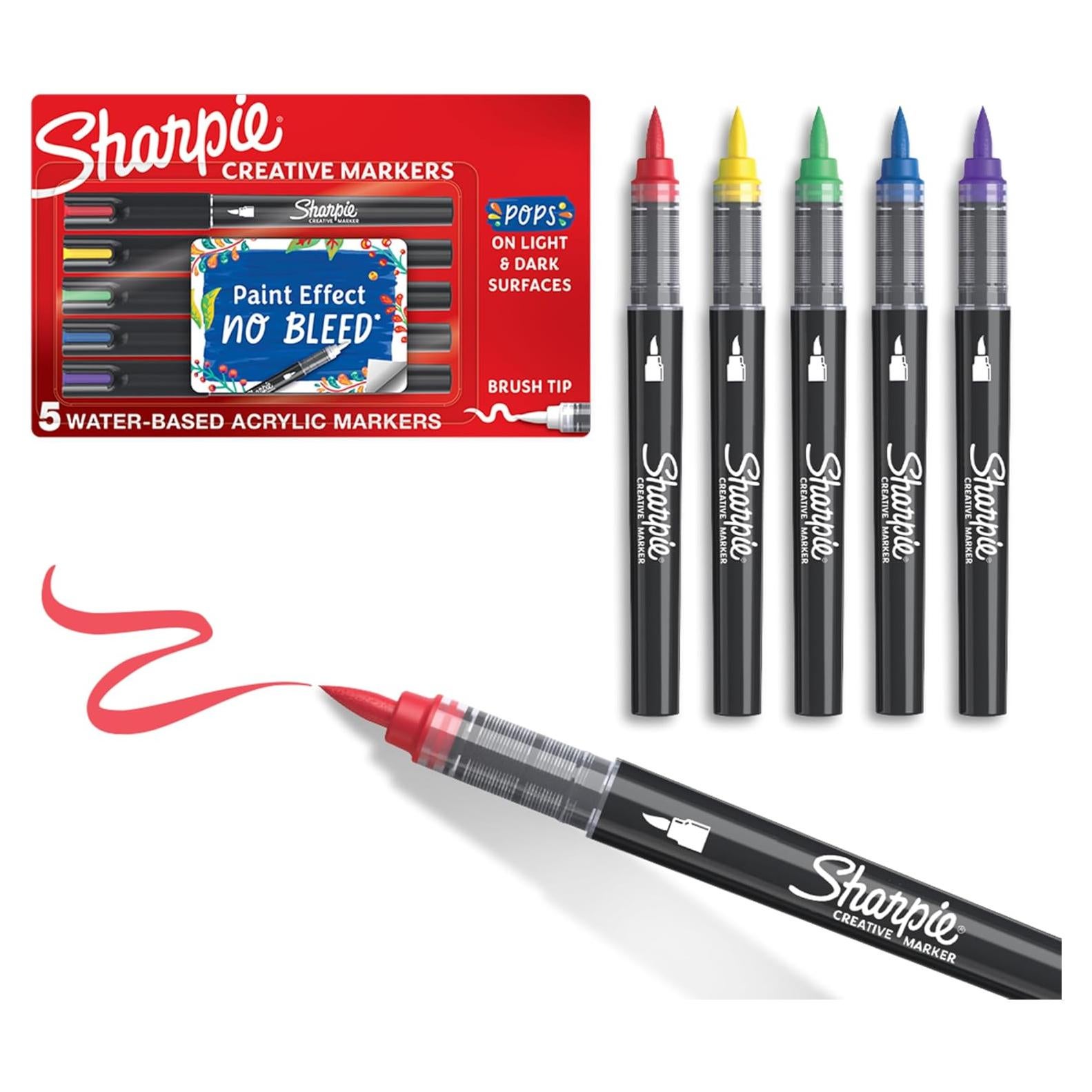 Marcadores Creativos Sharpie 5 Colores Punta de Pincel Acrílico
