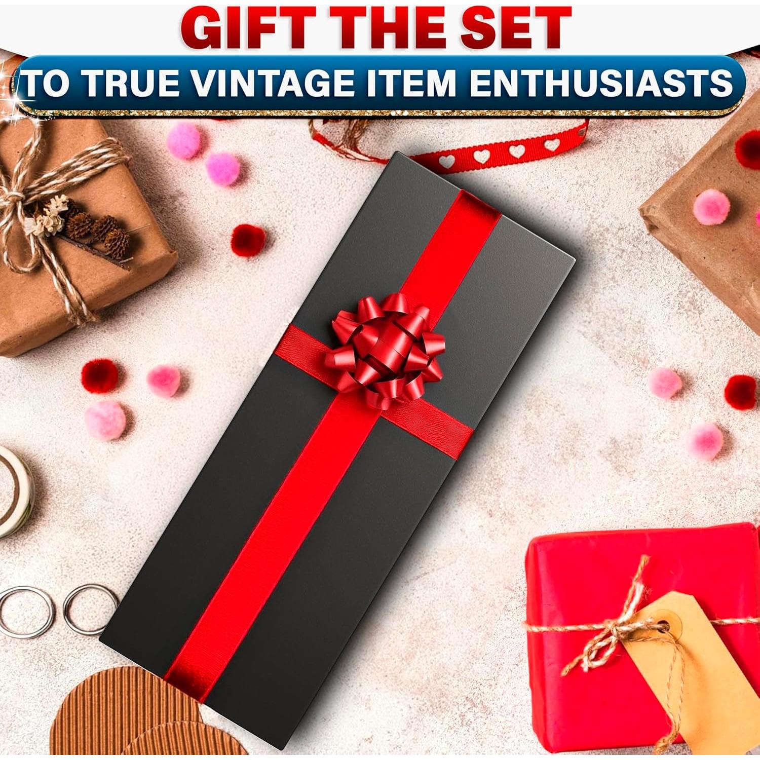 Juego de Pluma y Tinta Negra Lagarto con Soporte Vintage