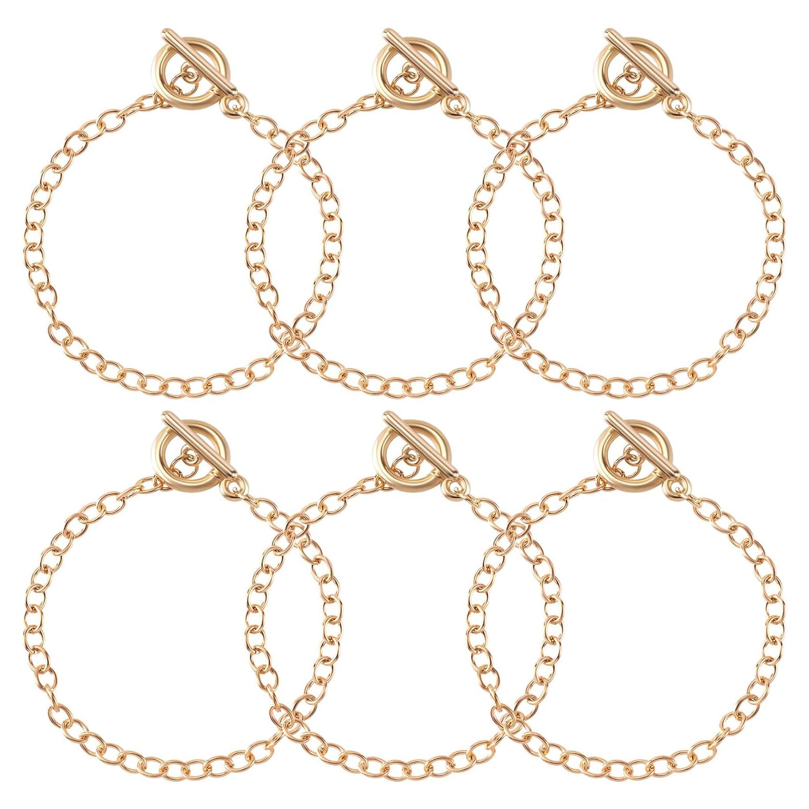 6 Cadenas de Pulsera Doradas Isslly 19.5 cm para DIY Joyería