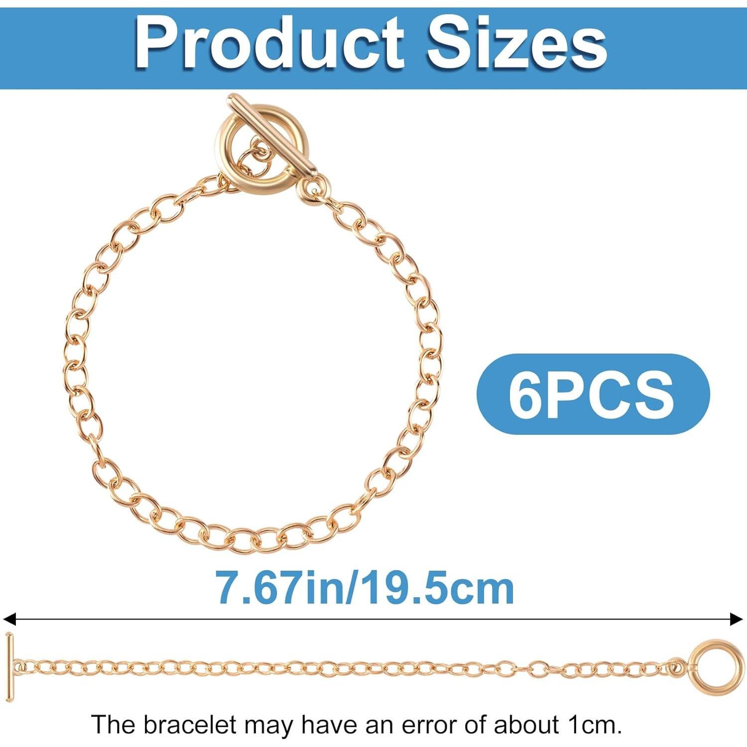 6 Cadenas de Pulsera Doradas Isslly 19.5 cm para DIY Joyería