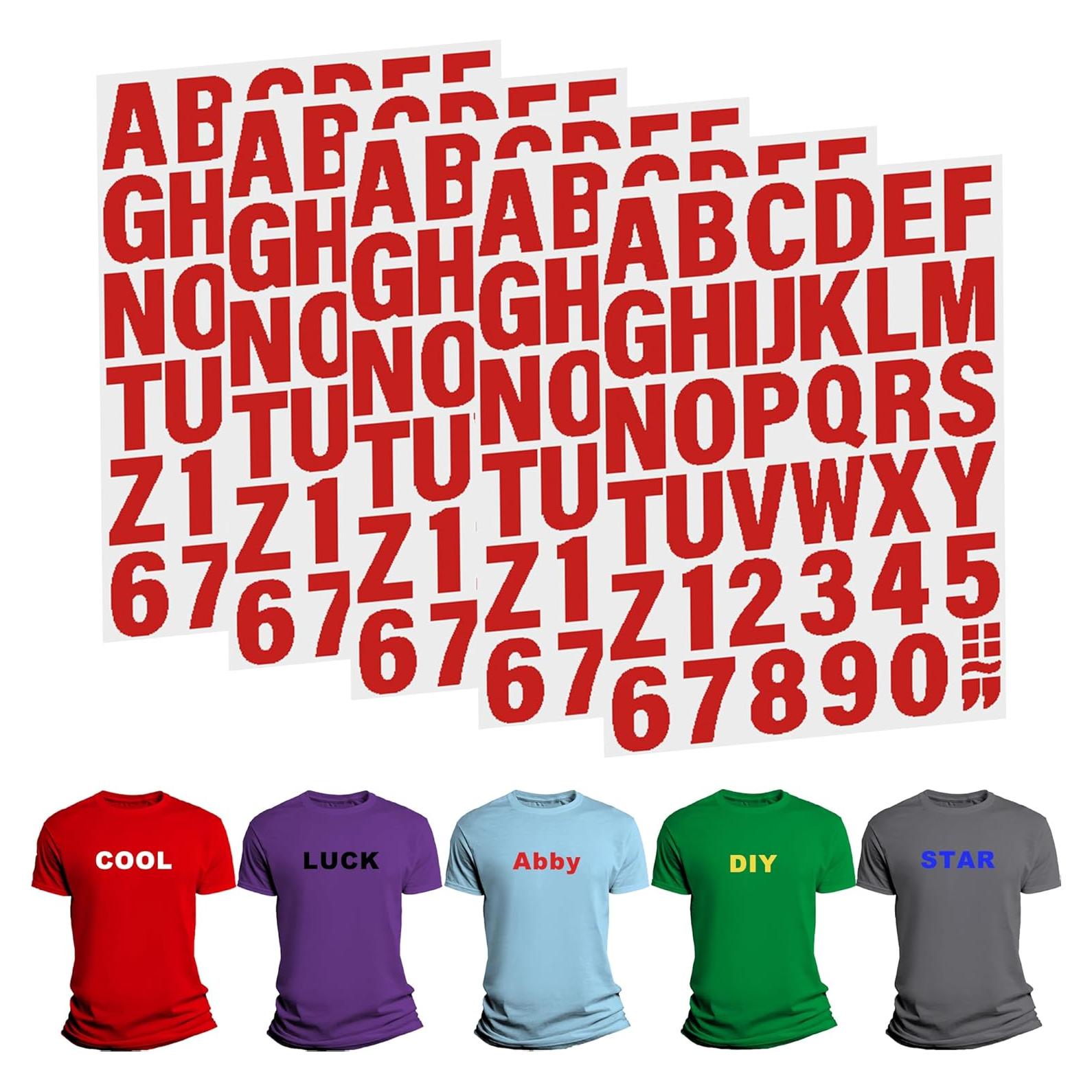 215 Piezas Letras de Planchar LONGMUU 5 Hojas Vinilo Rojo