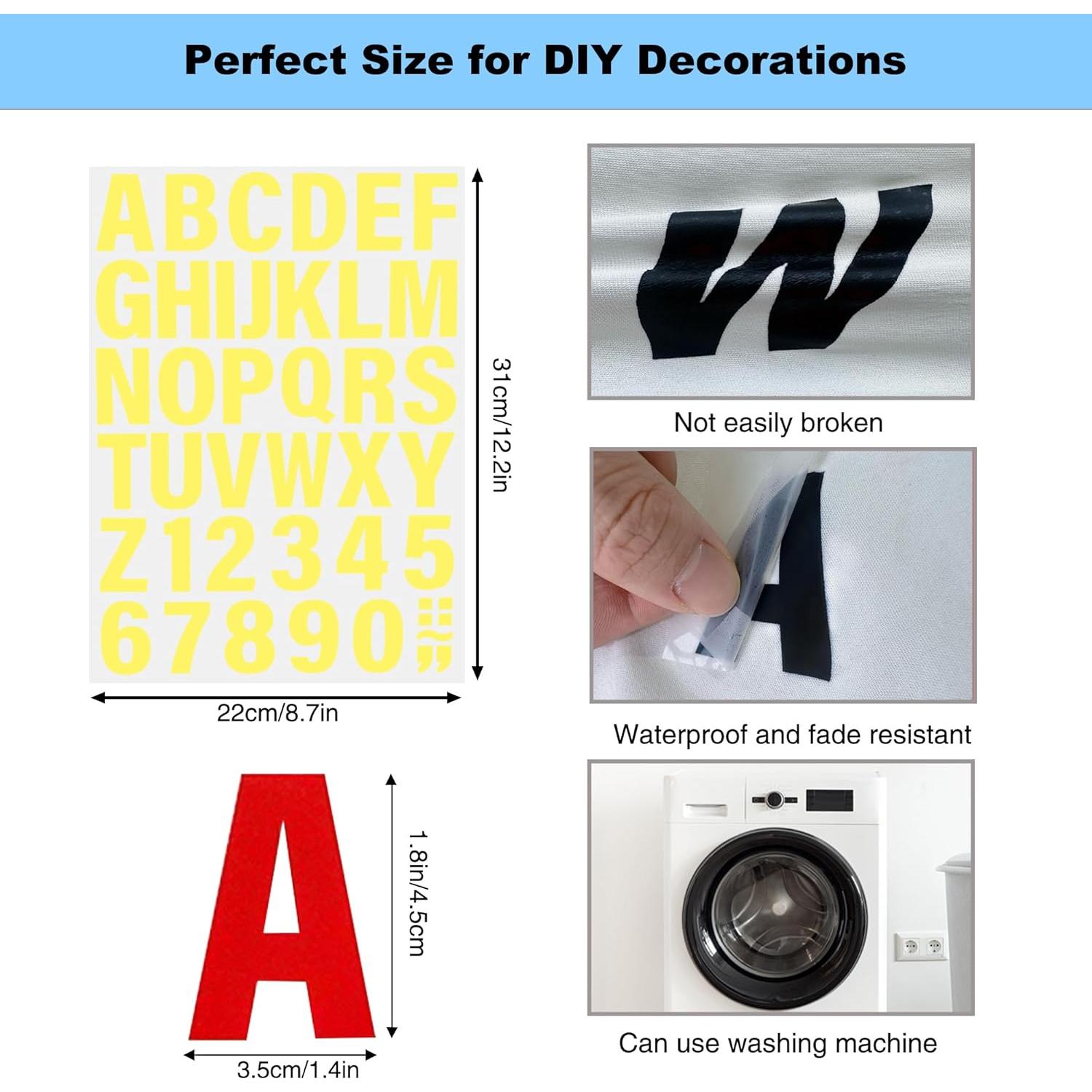 215 Piezas Letras de Planchar LONGMUU 5 Hojas Vinilo Rojo