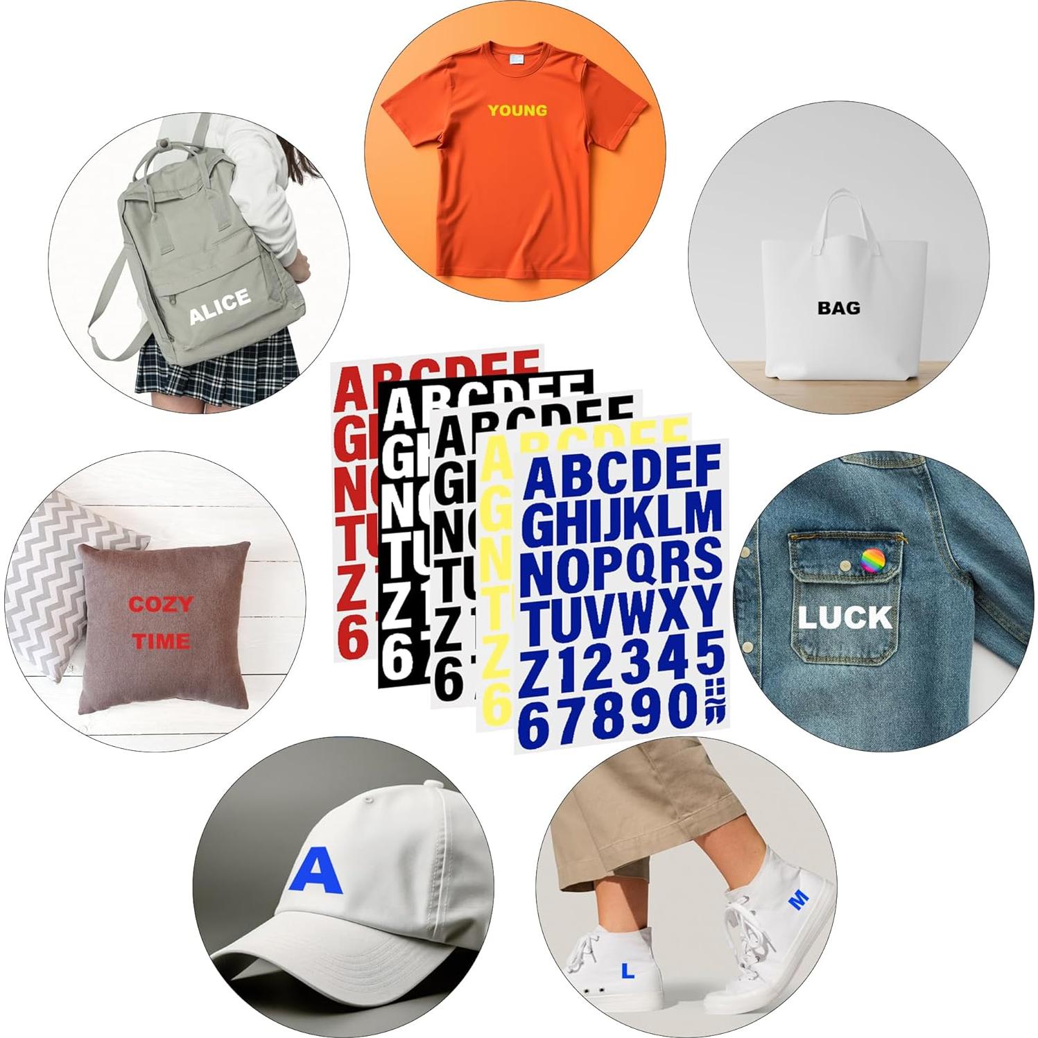 215 Piezas Letras de Planchar LONGMUU 5 Hojas Vinilo Rojo