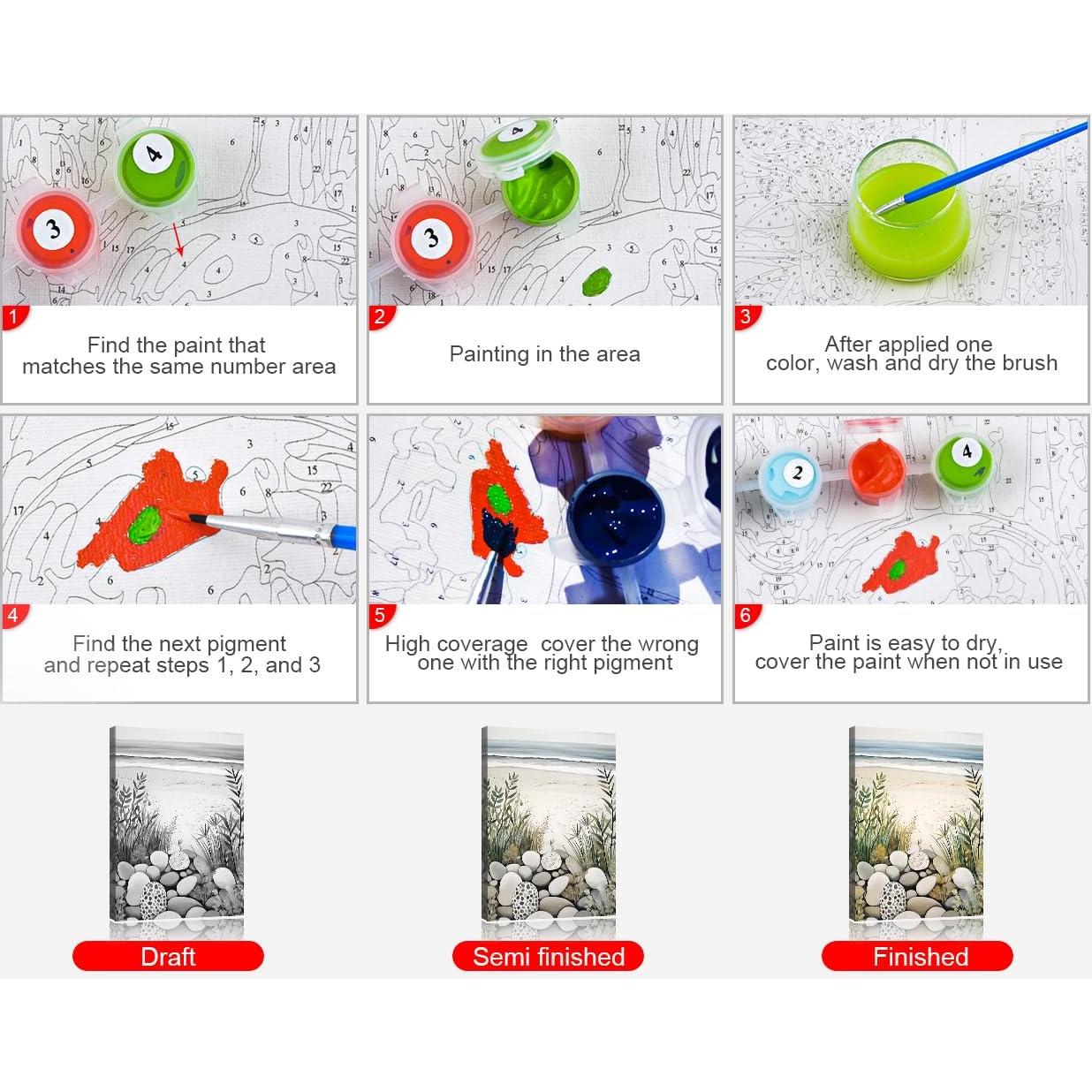 Kit Pintar por Números Rebotipy Playa 40x50cm Acrílico