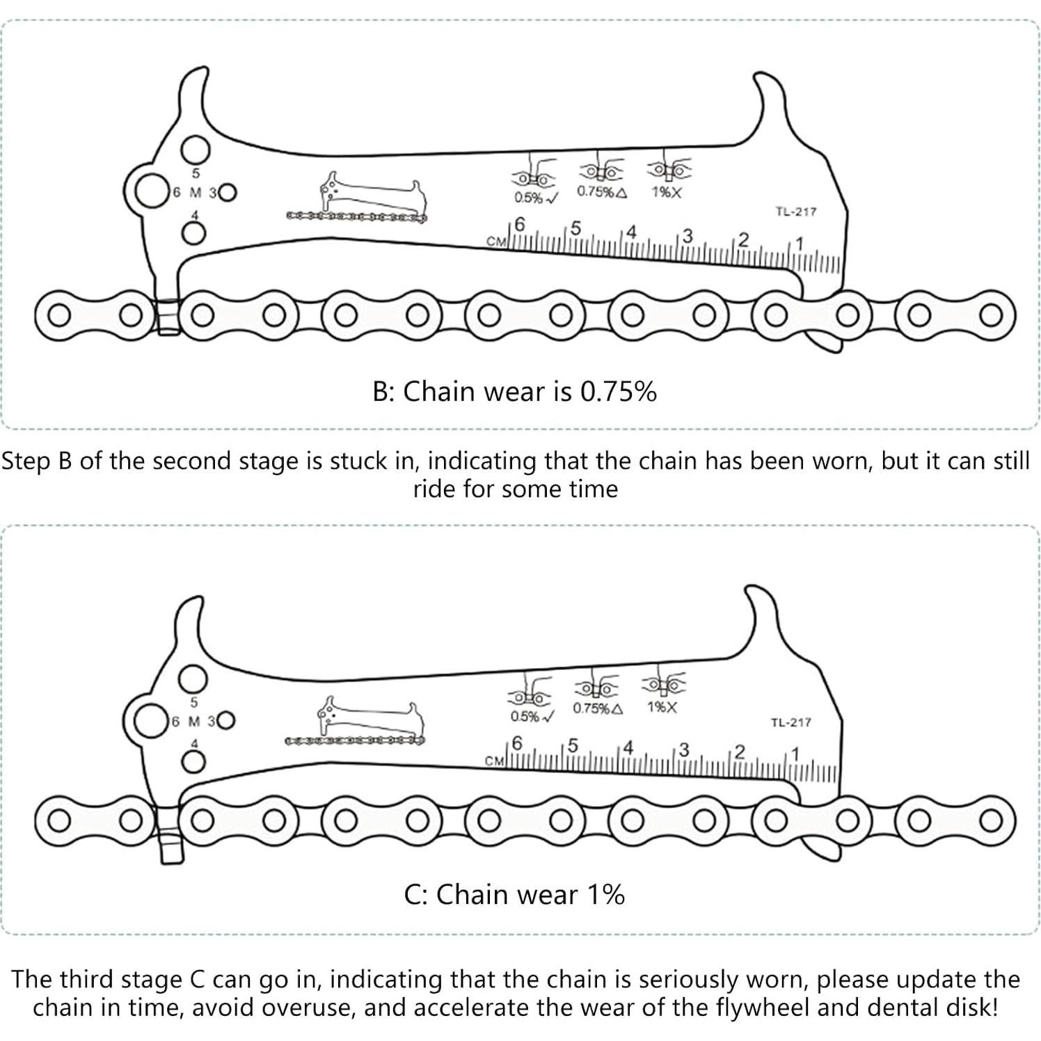Medidor de Cadena de Bicicleta ZHIZHOUNEY Aluminio 130x50mm