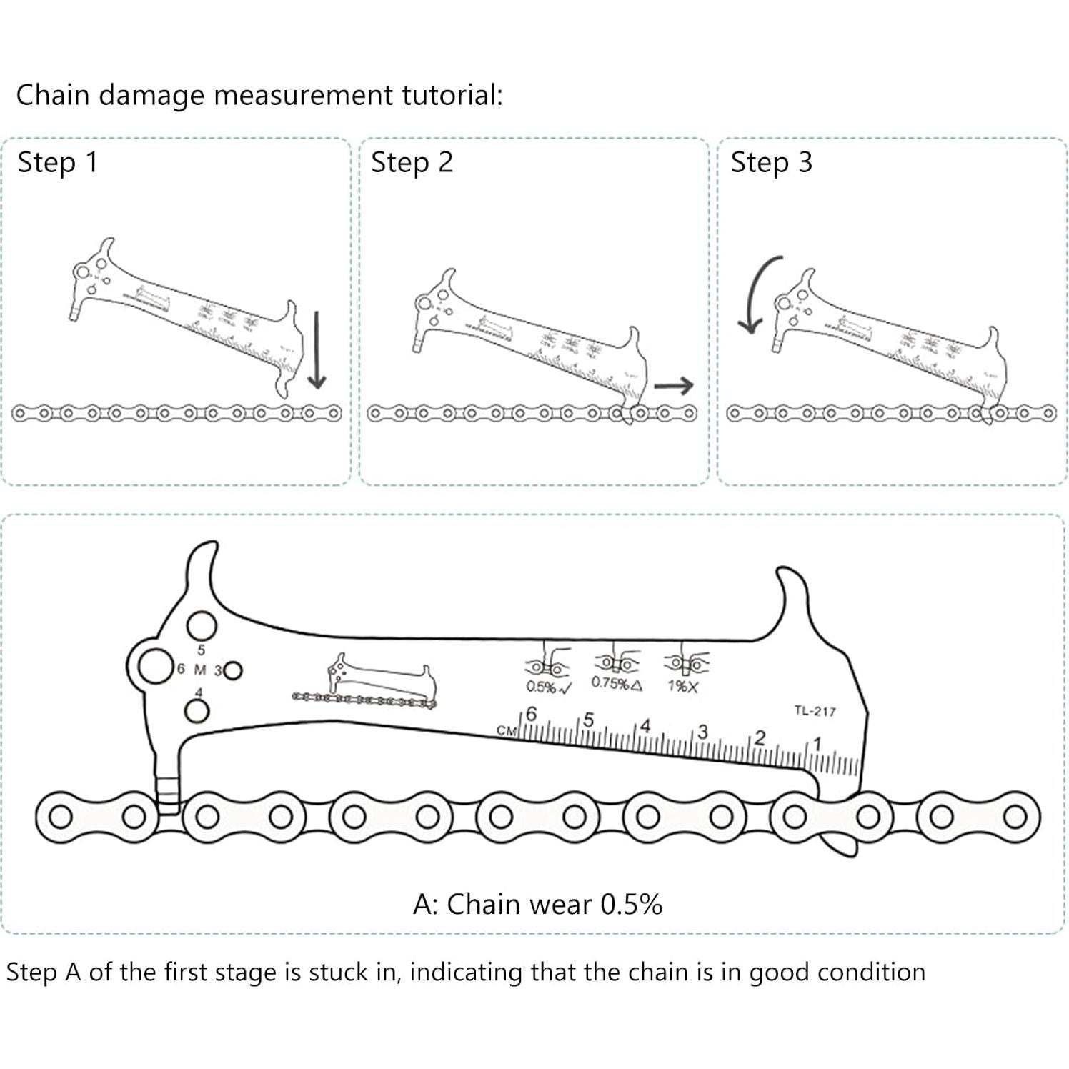 Medidor de Cadena de Bicicleta ZHIZHOUNEY Aluminio 130x50mm
