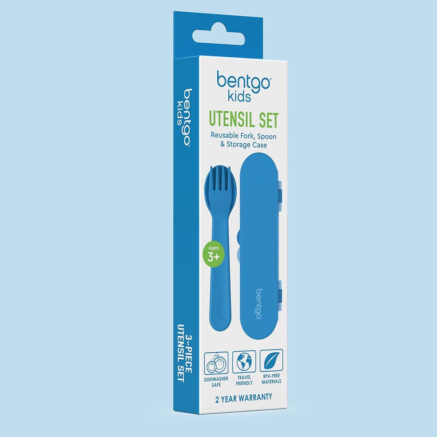 Juego de Utensilios Reutilizables Bentgo Kids - Tenedor y Cuchara Azul