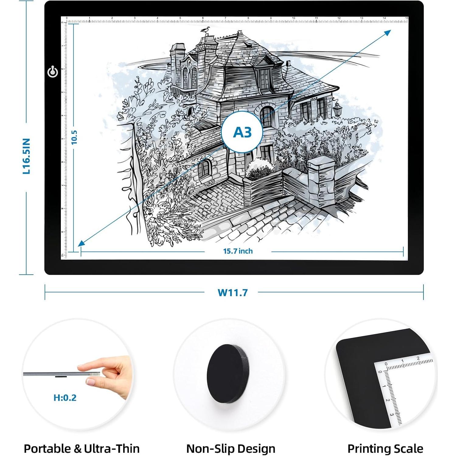 LooEooDoo A3 Luz Pad LED Ajustable para Arte y Esbozo