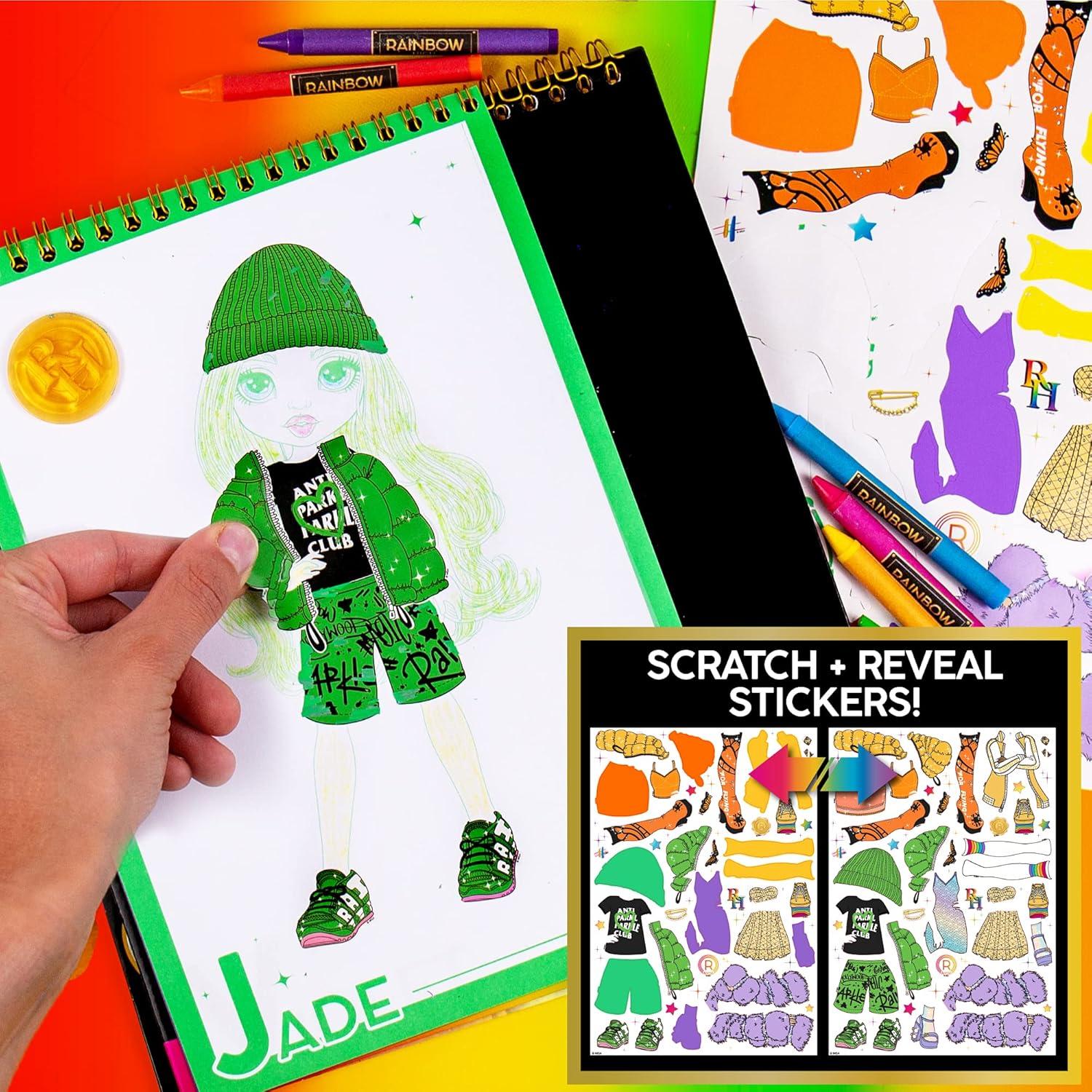 Cuaderno de Bocetos de Moda Rainbow High con Crayones y Calcomanías