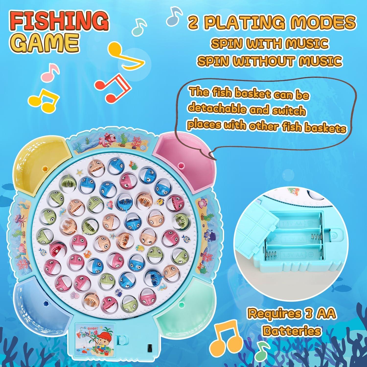 Juego de Pesca Magnético Pakoo con Música y 45 Peces