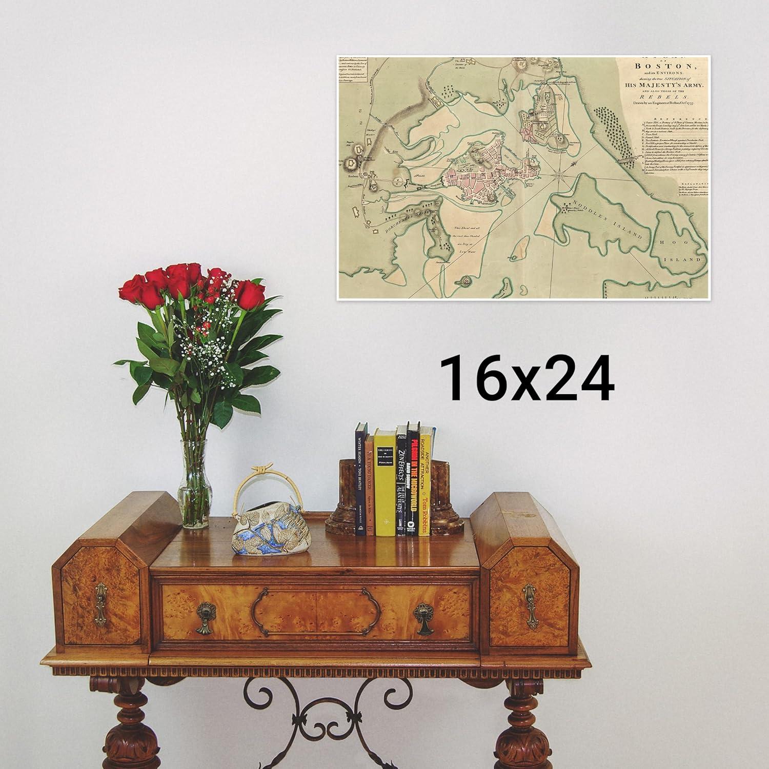 Mapa Guerra Revolucionaria Boston 1775 - Impresión Museo 61x91 cm
