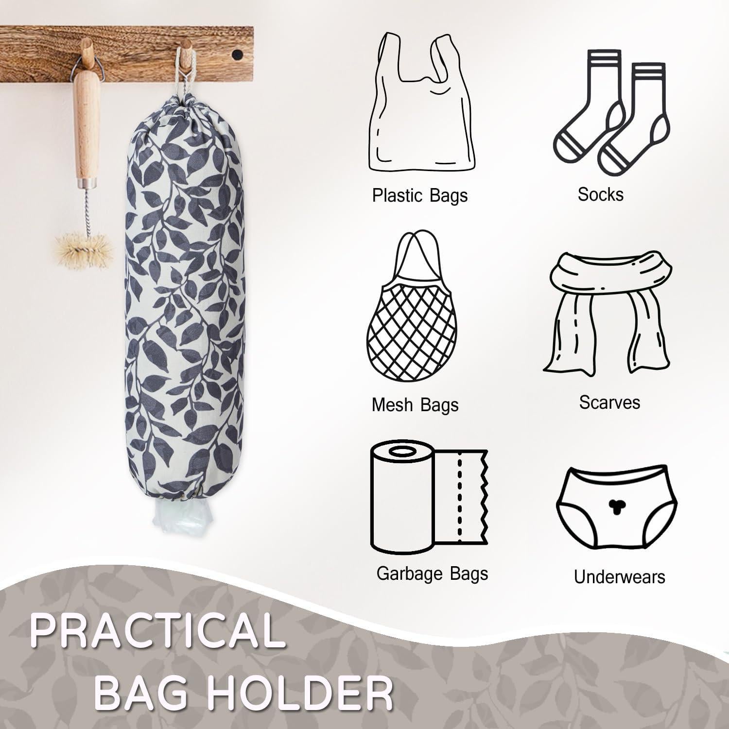 Soporte Reutilizable para Bolsas de Plástico LeCorner - Hojas Negras