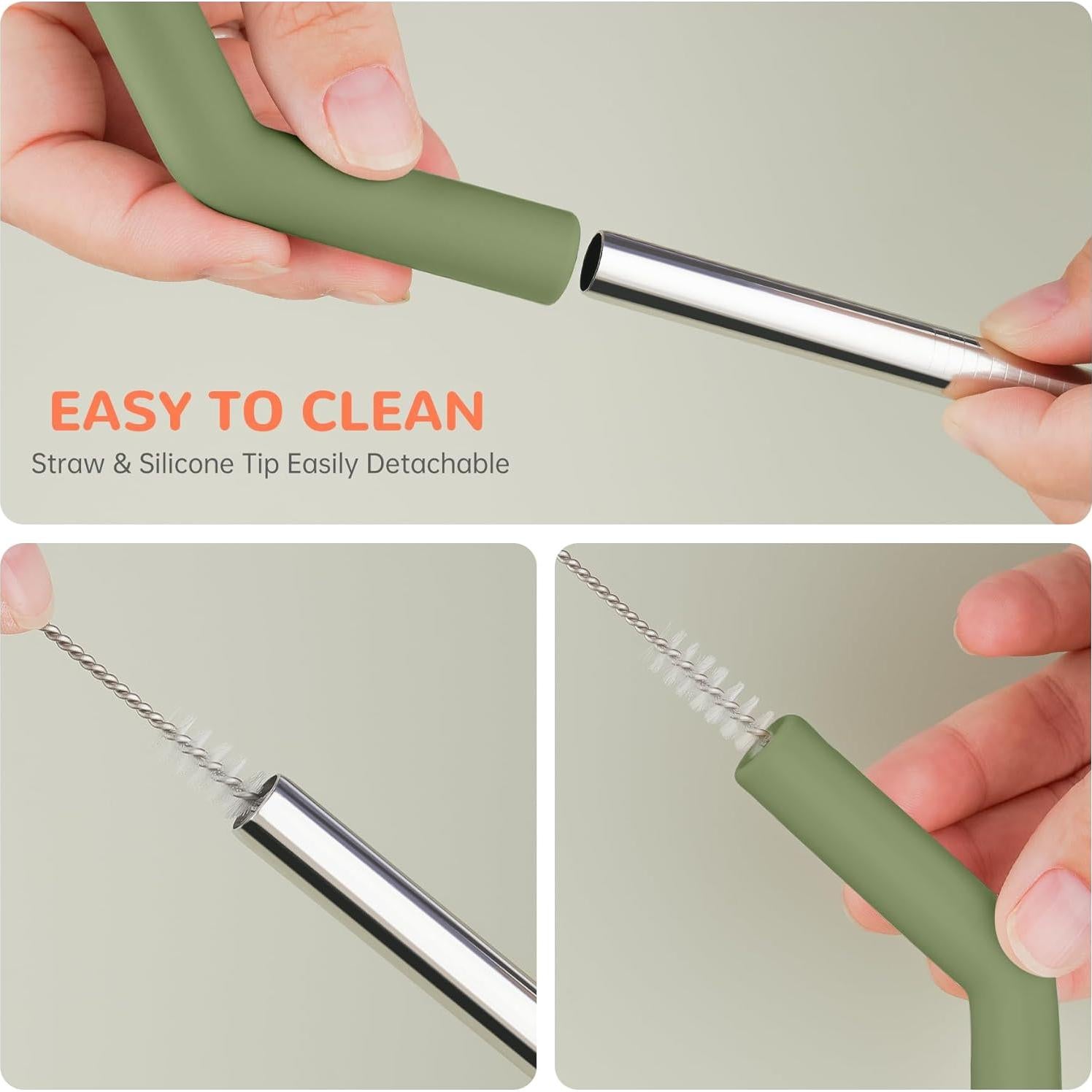 Pajitas Reutilizables Tomorotec 6PCS Acero Inoxidable 33cm