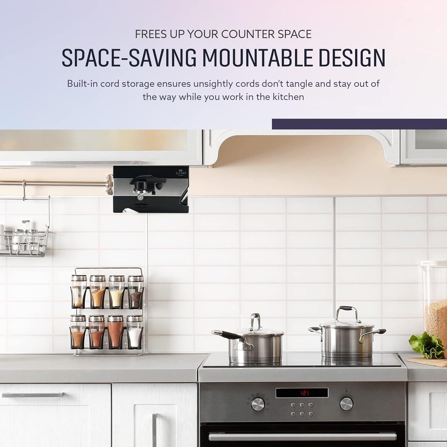 Abridor de Latas Eléctrico ELITRA HOME Bajo Gabinete Negro